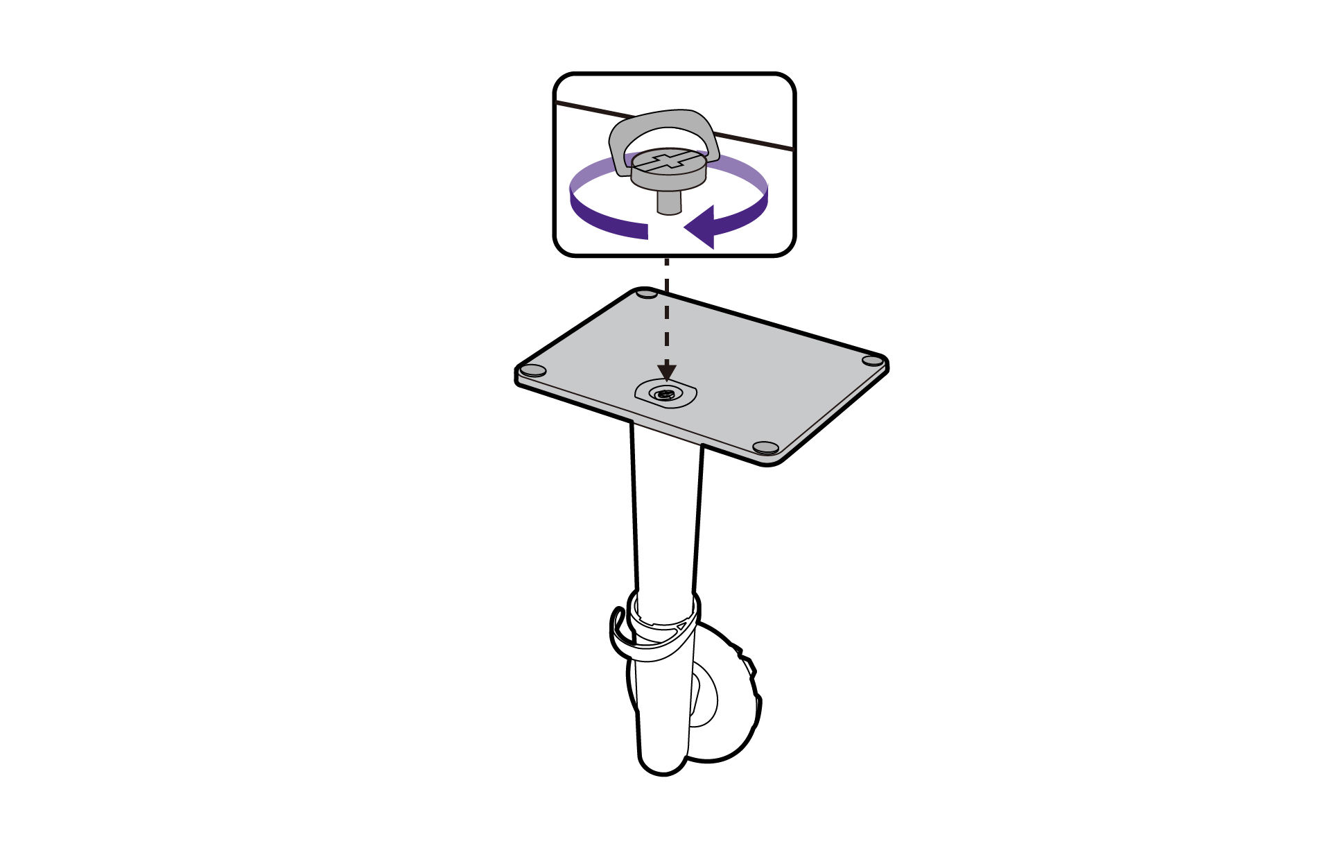 Raise the thumbscrew lid and tighten the thumbscrew. Then push the lid back.
