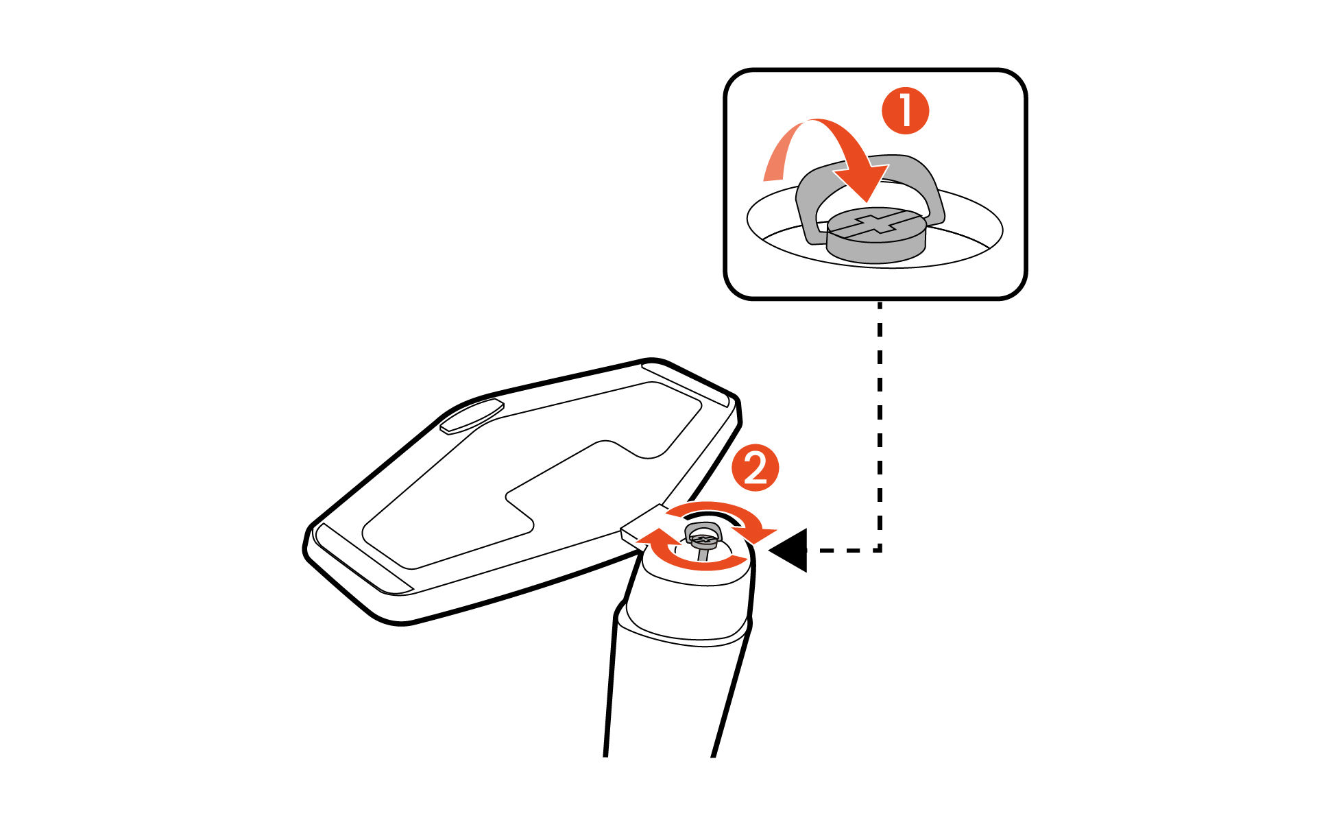 Raise the thumbscrew lid and tighten the thumbscrew. Then push the lid back.