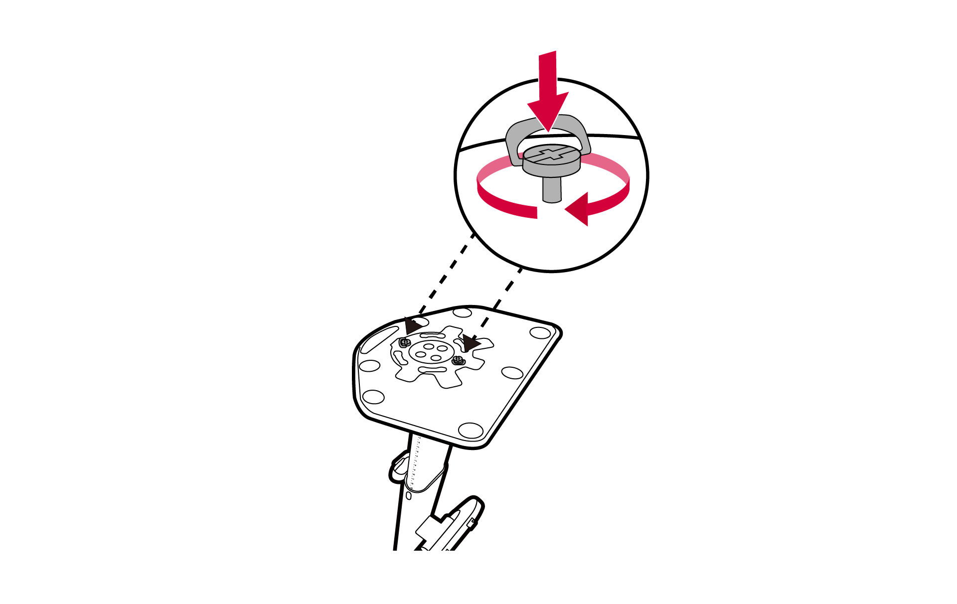 Raise the thumbscrew lid and tighten the thumbscrew. Then push the lid back.