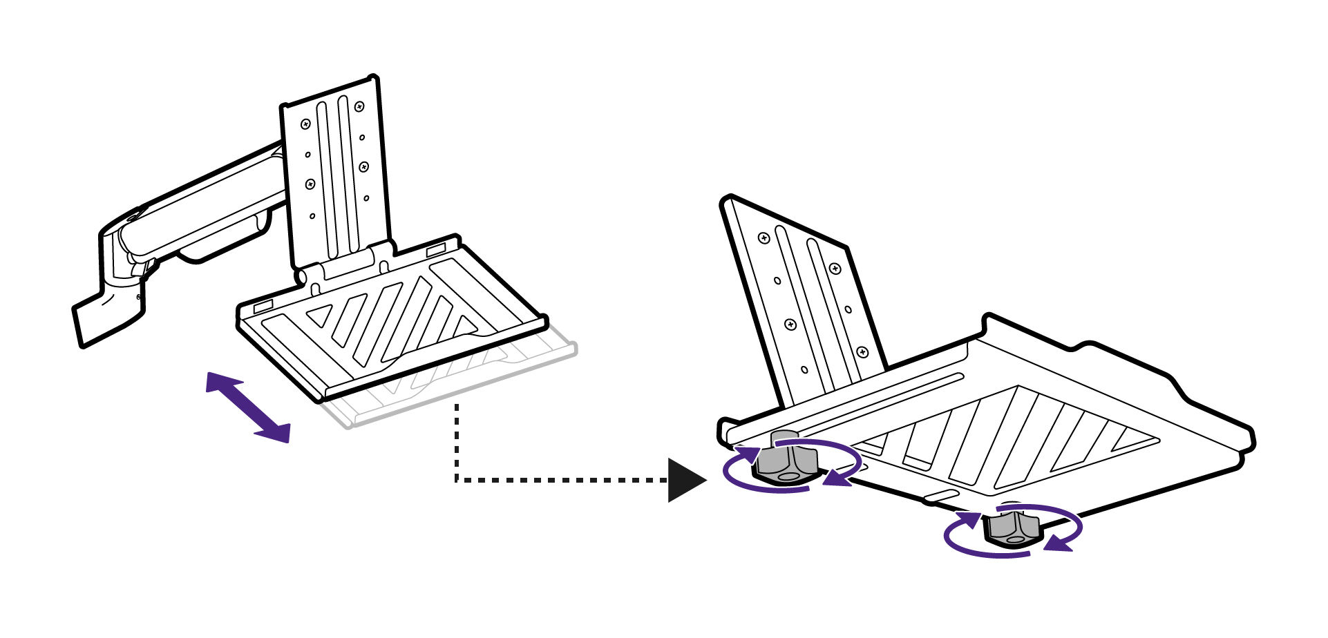 Place the laptop on the tray carefully.