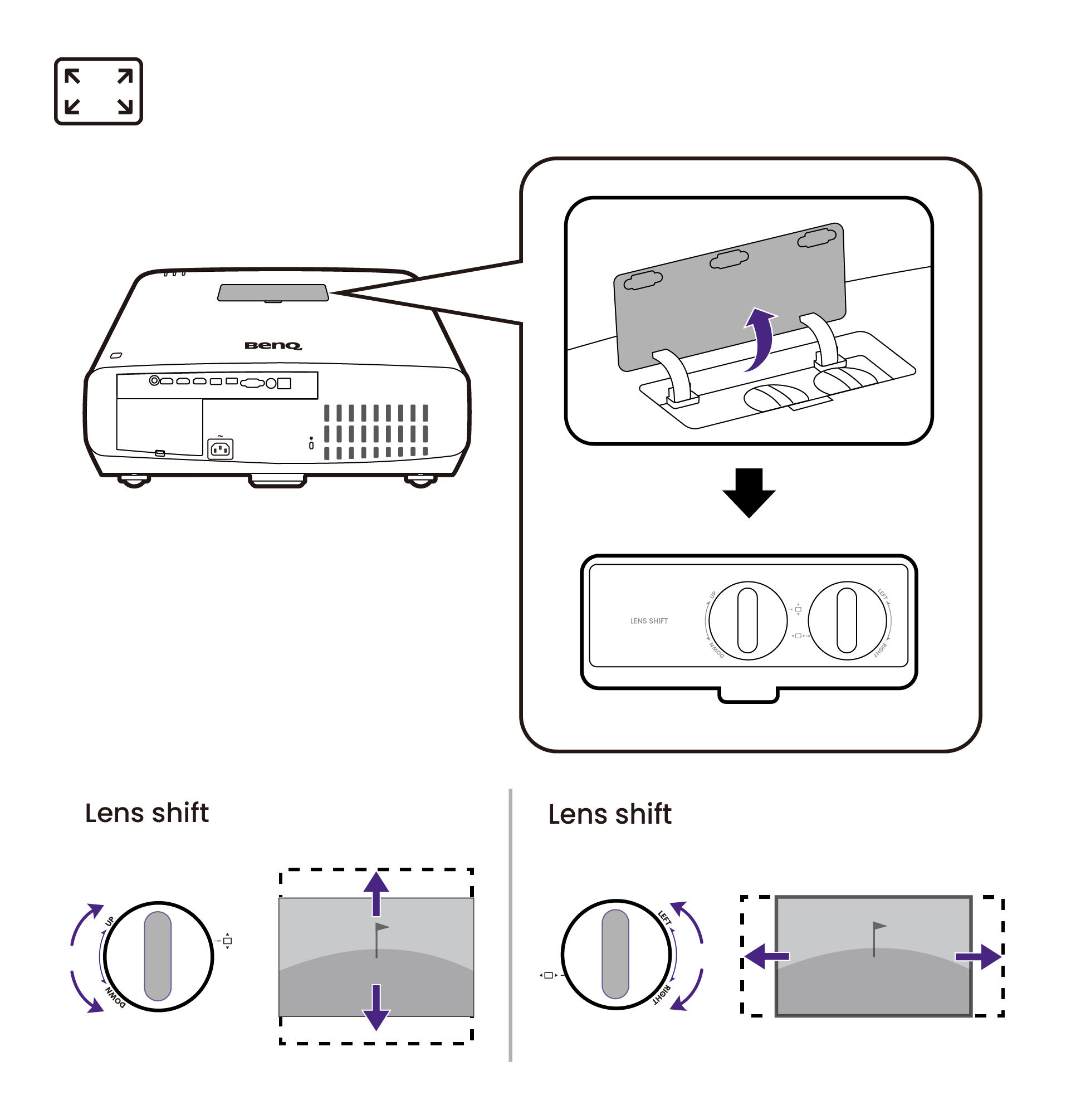 Adjust the lens shift to reposition the image.