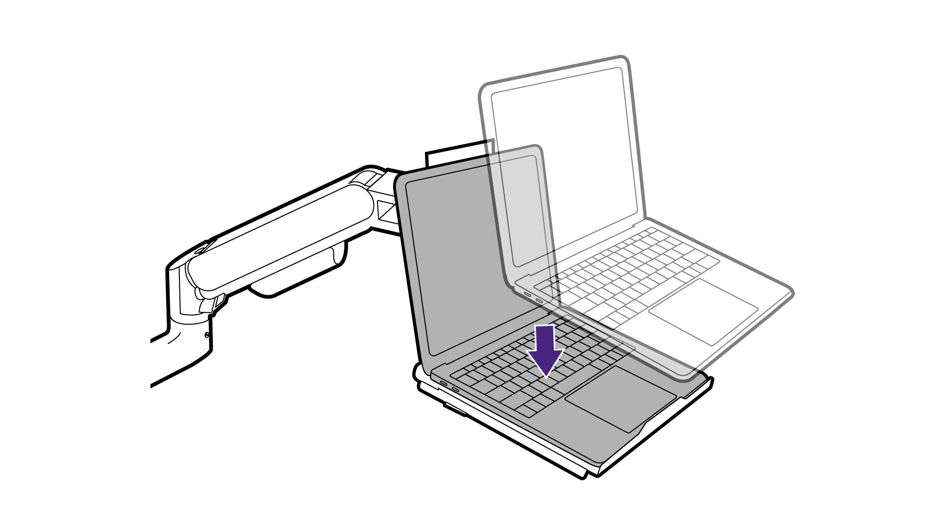 Place the laptop on the tray carefully.