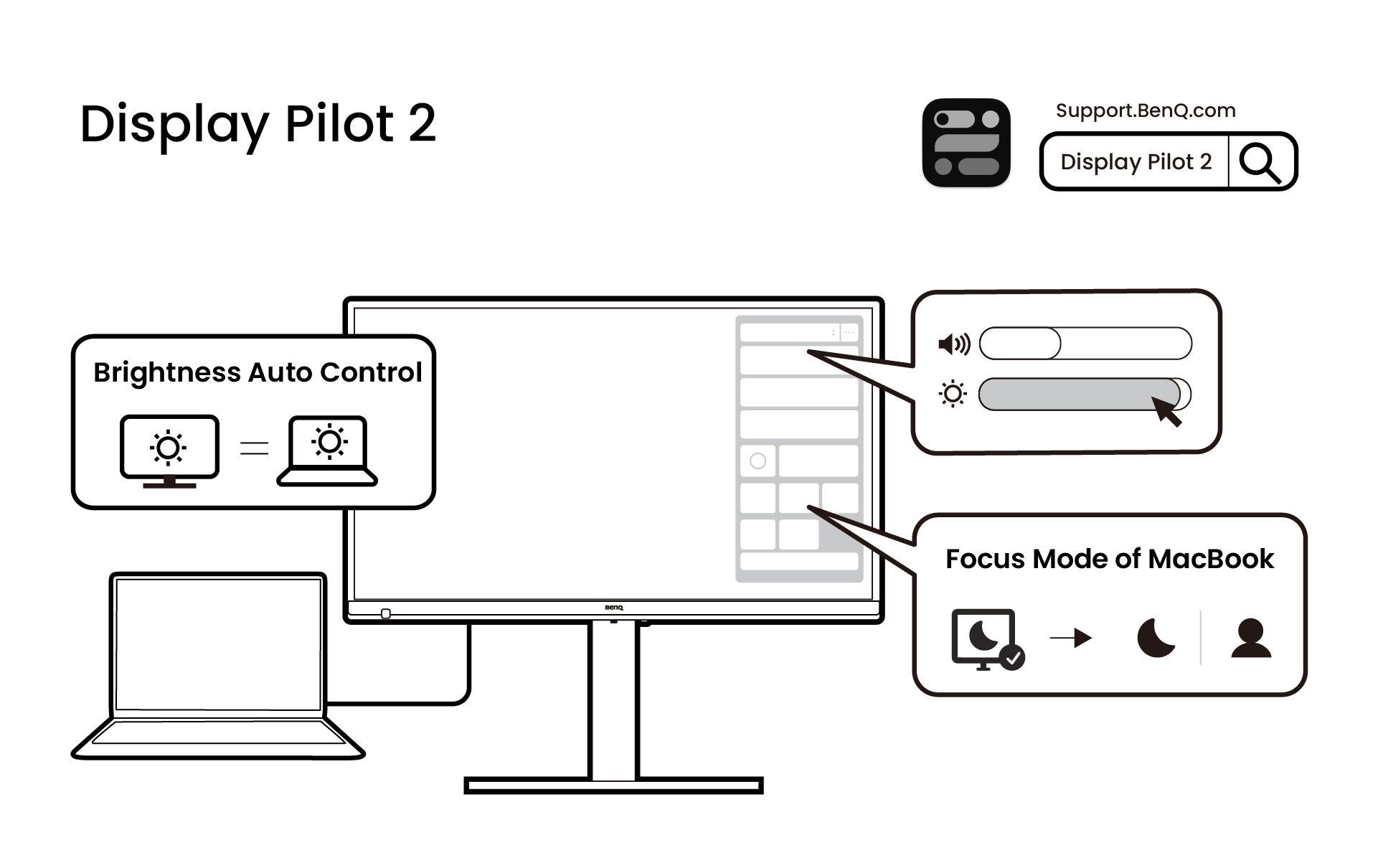 Download and install the software Display Pilot 2 from BenQ website to the computer.