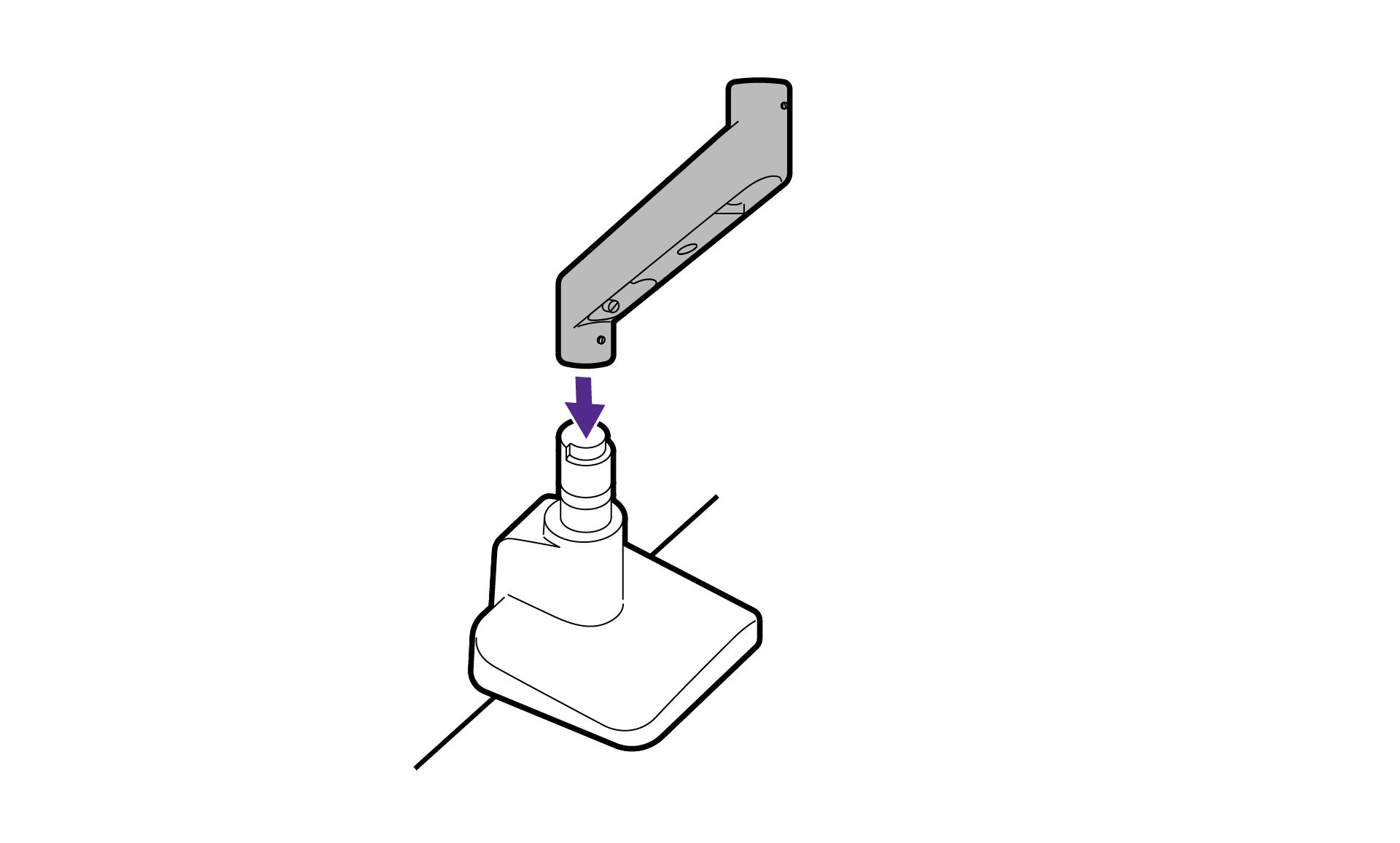 Align the lower arm with the mount base and place it properly without the metal part being seen.