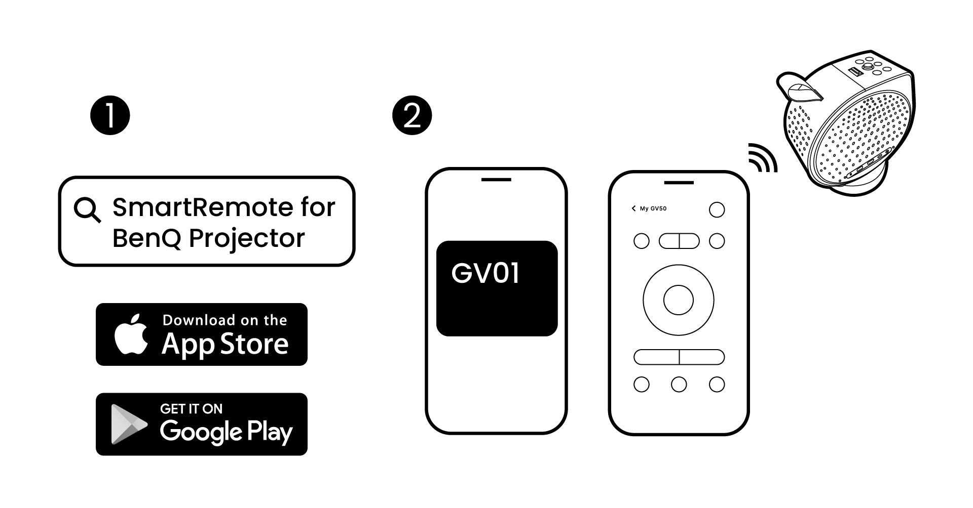 Download SmartRemote for BenQ Projector app to your mobile device.