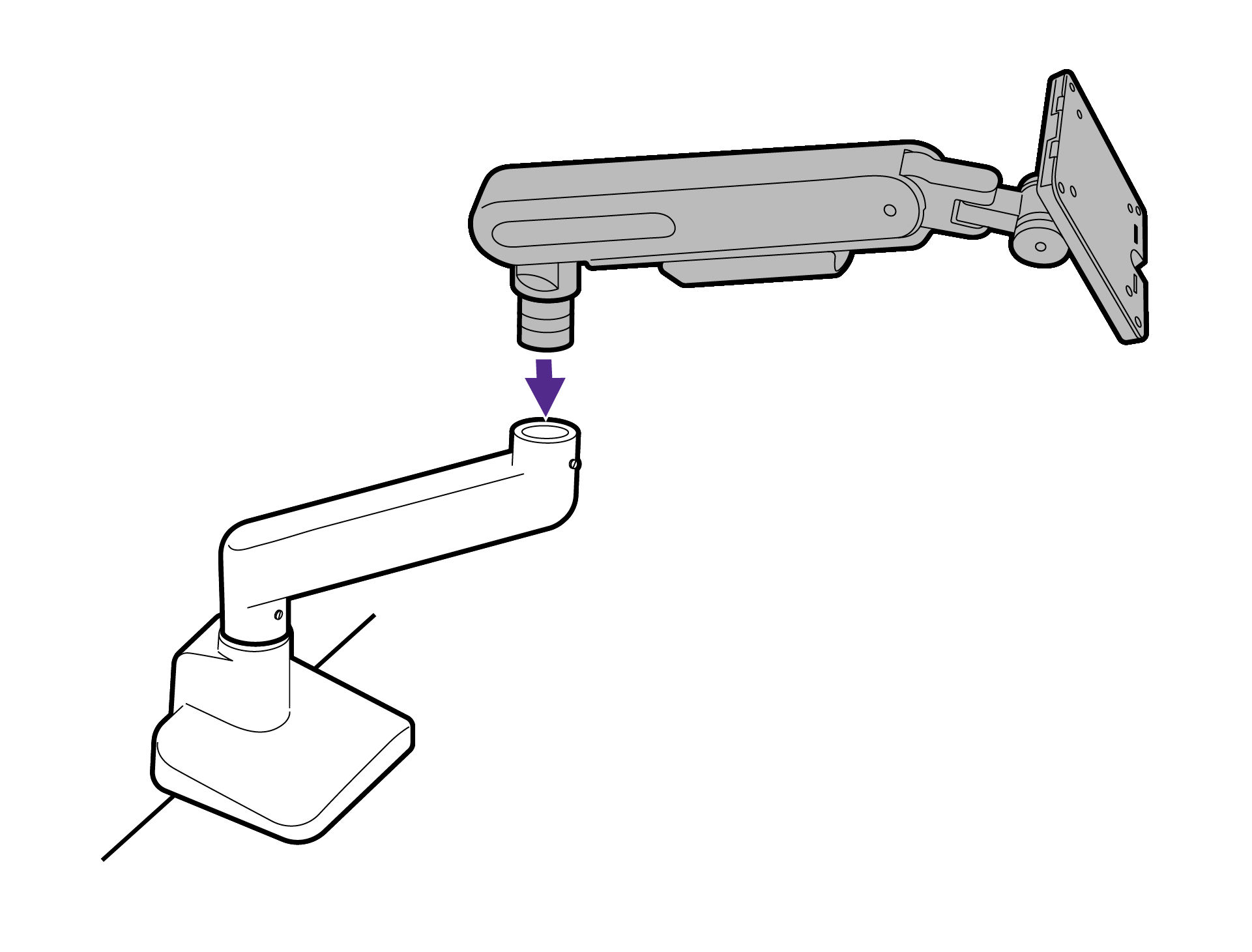 Align the upper arm with the lower arm and place it properly without the metal part being seen.