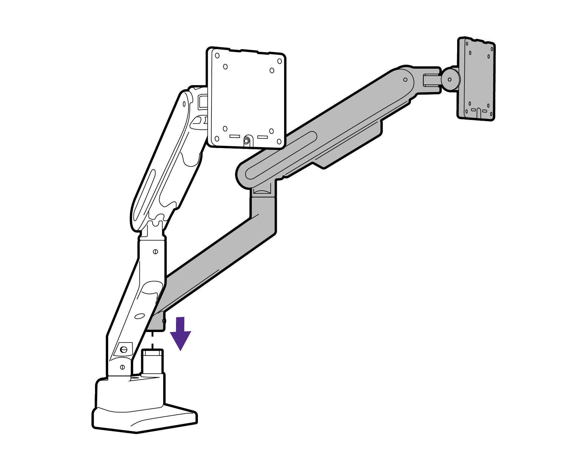 Install the second arm. Tighten the stop screws carefully.