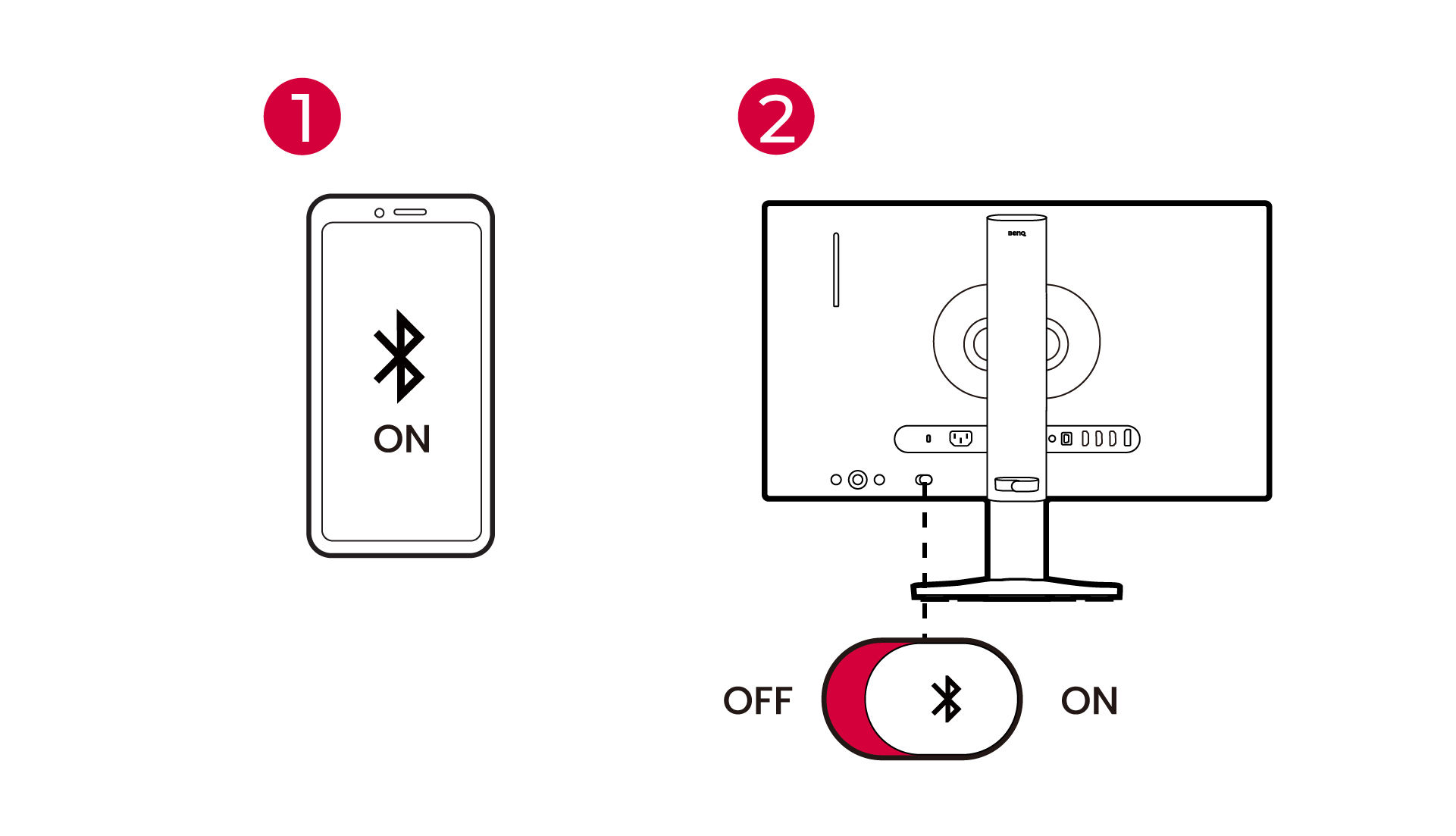 Enable Bluetooth on the mobile device and the monitor.