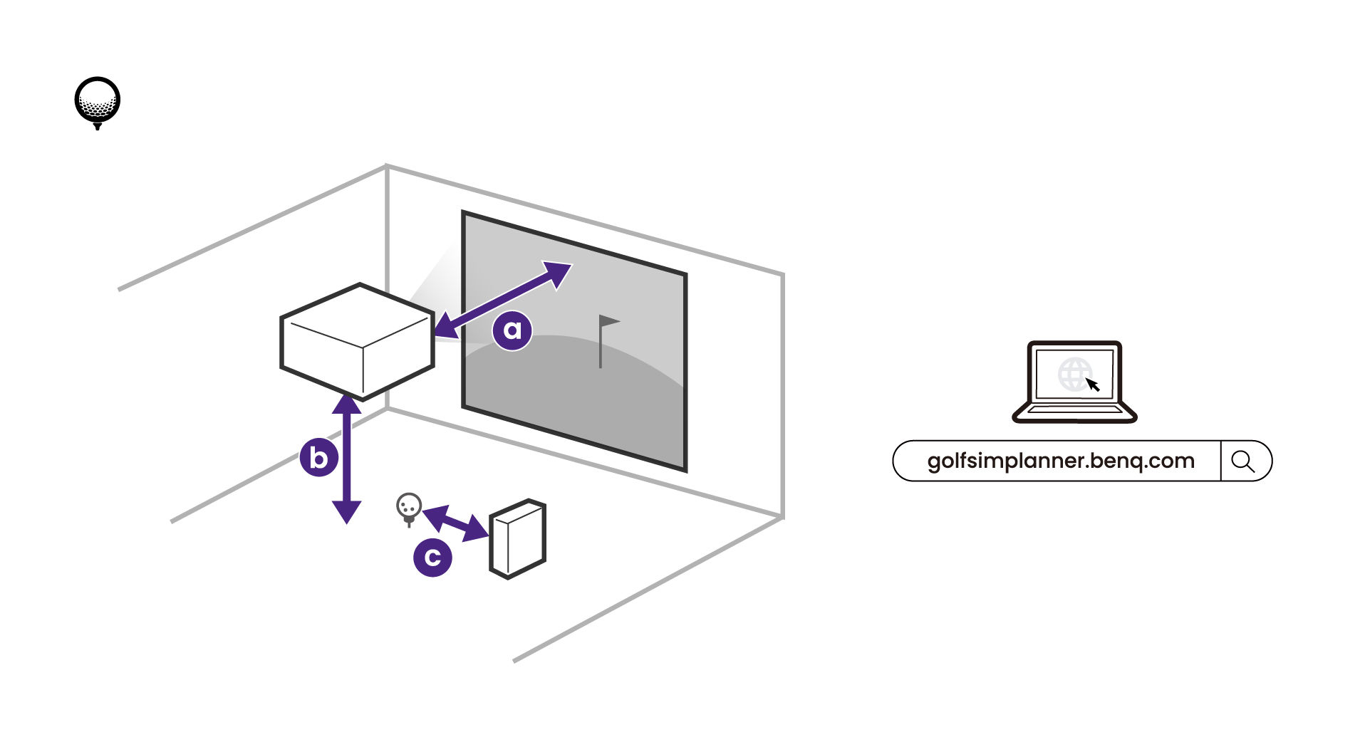 Plan your room setup at golfsimplanner.benq.com.