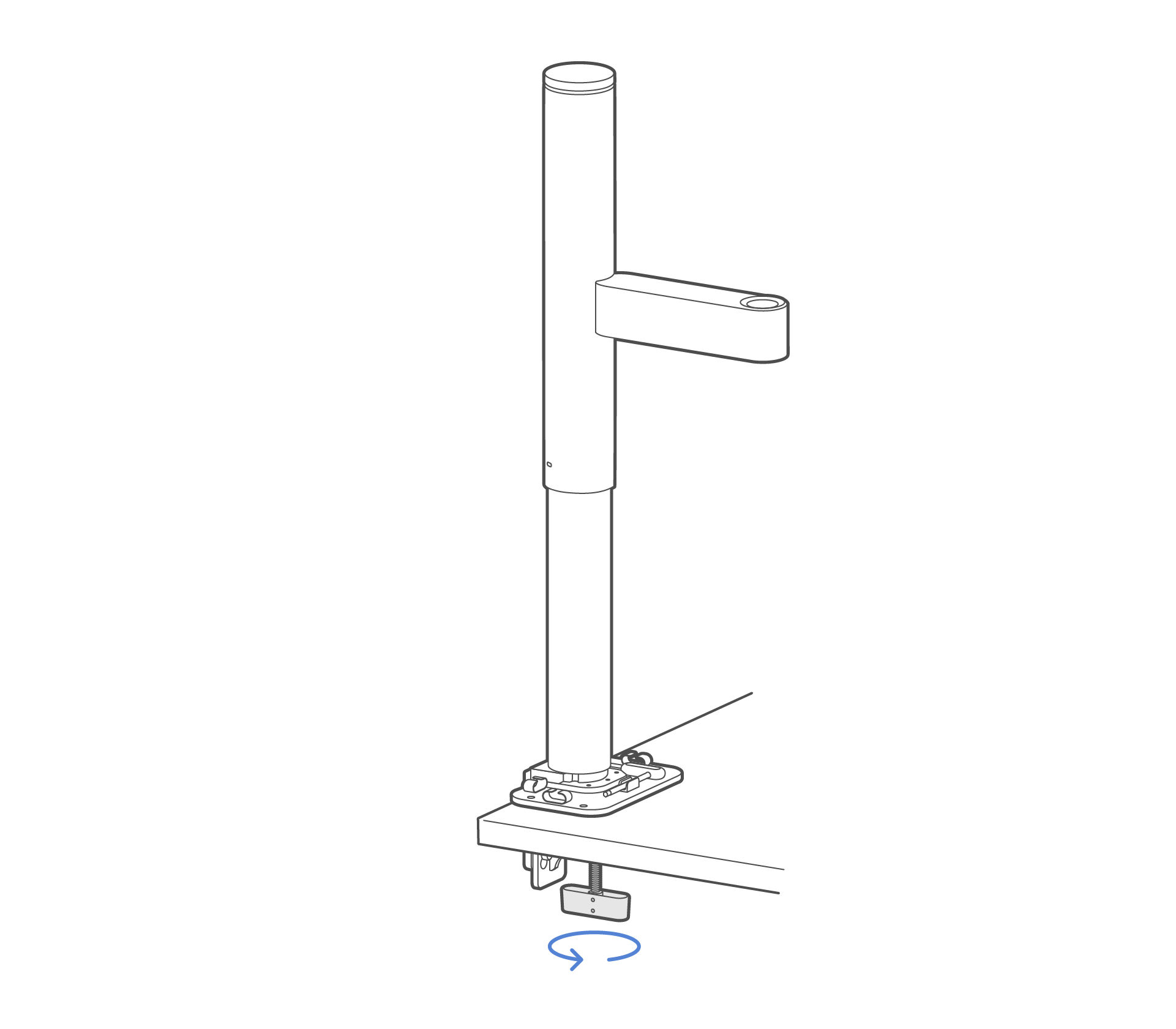 Turn the mounting knob counterclockwise to secure it.