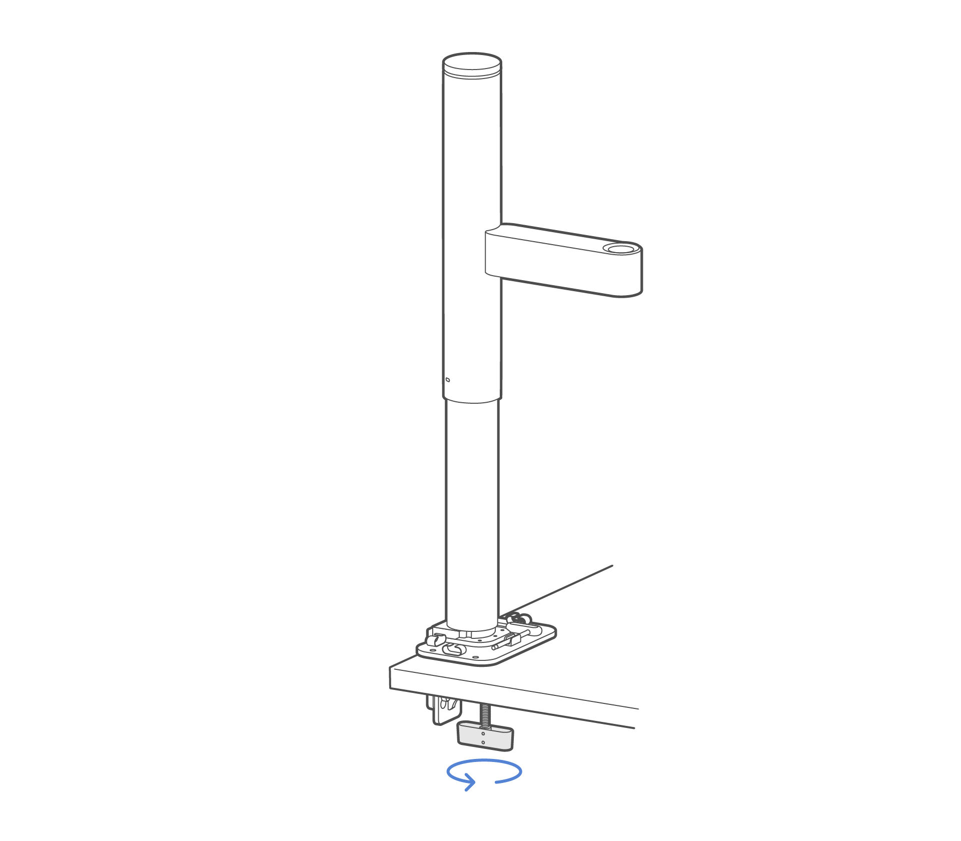 Turn the mounting knob counterclockwise to secure it.