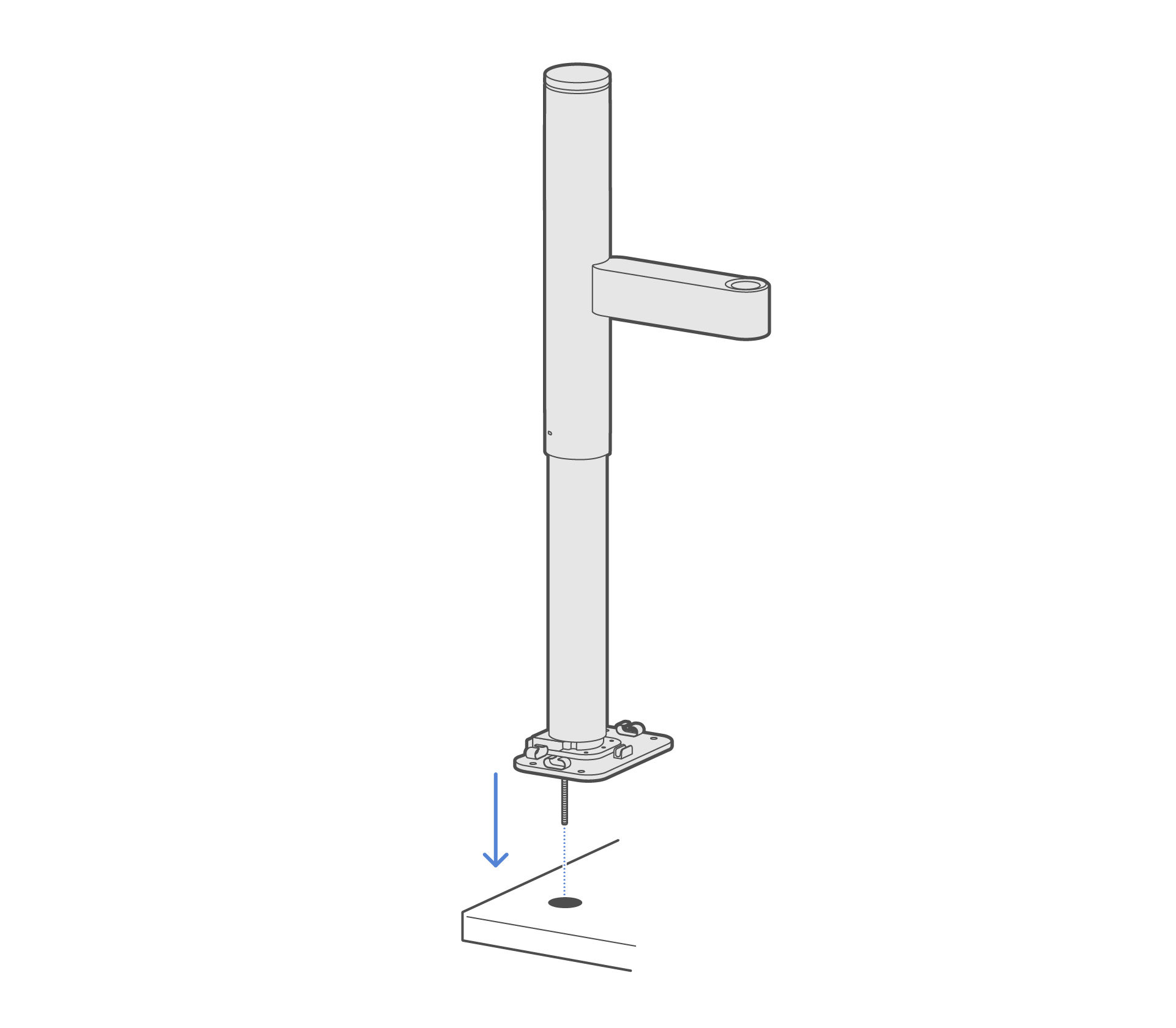 Lower the base over the desk hole.