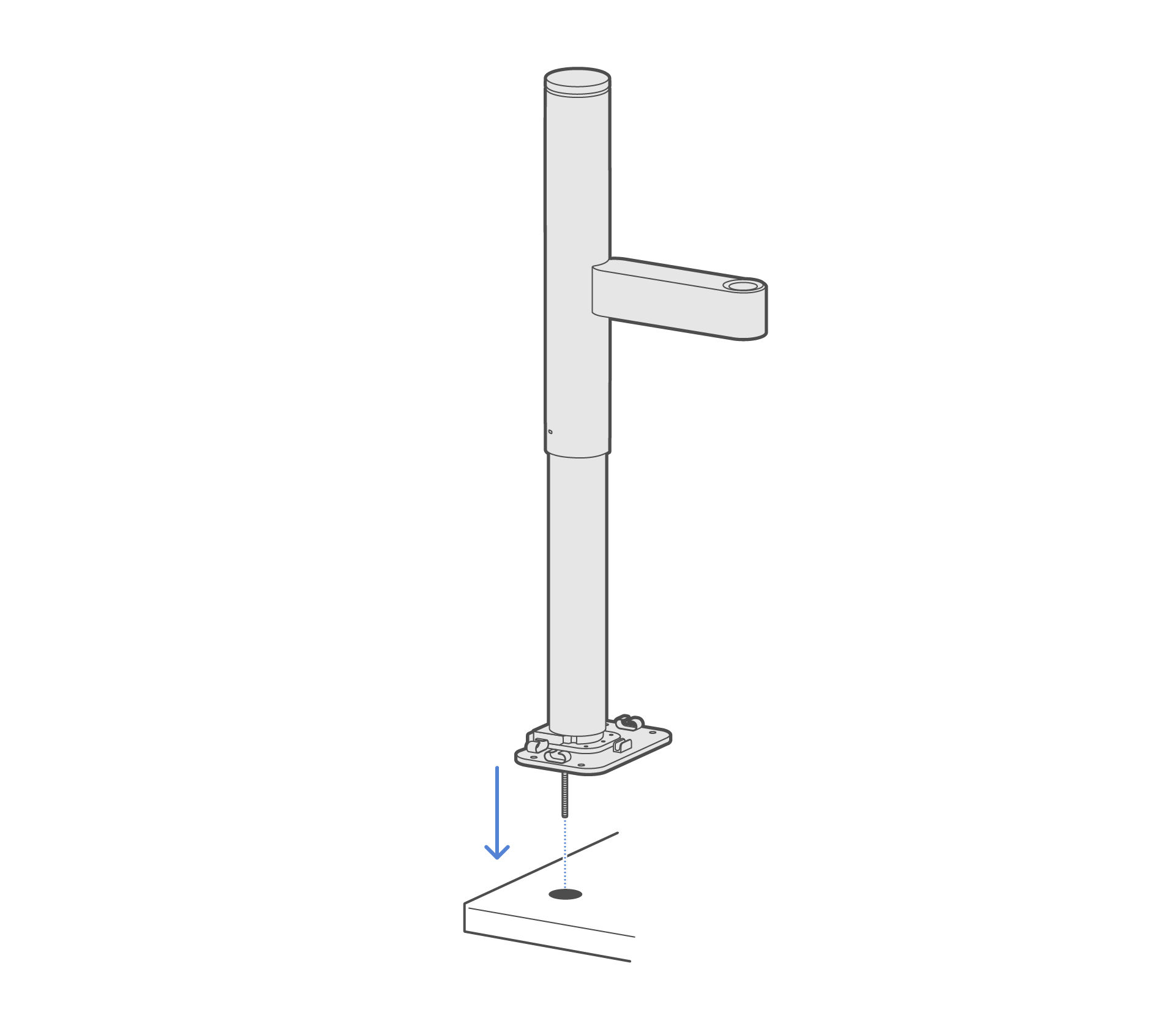 Lower the base over the desk hole.