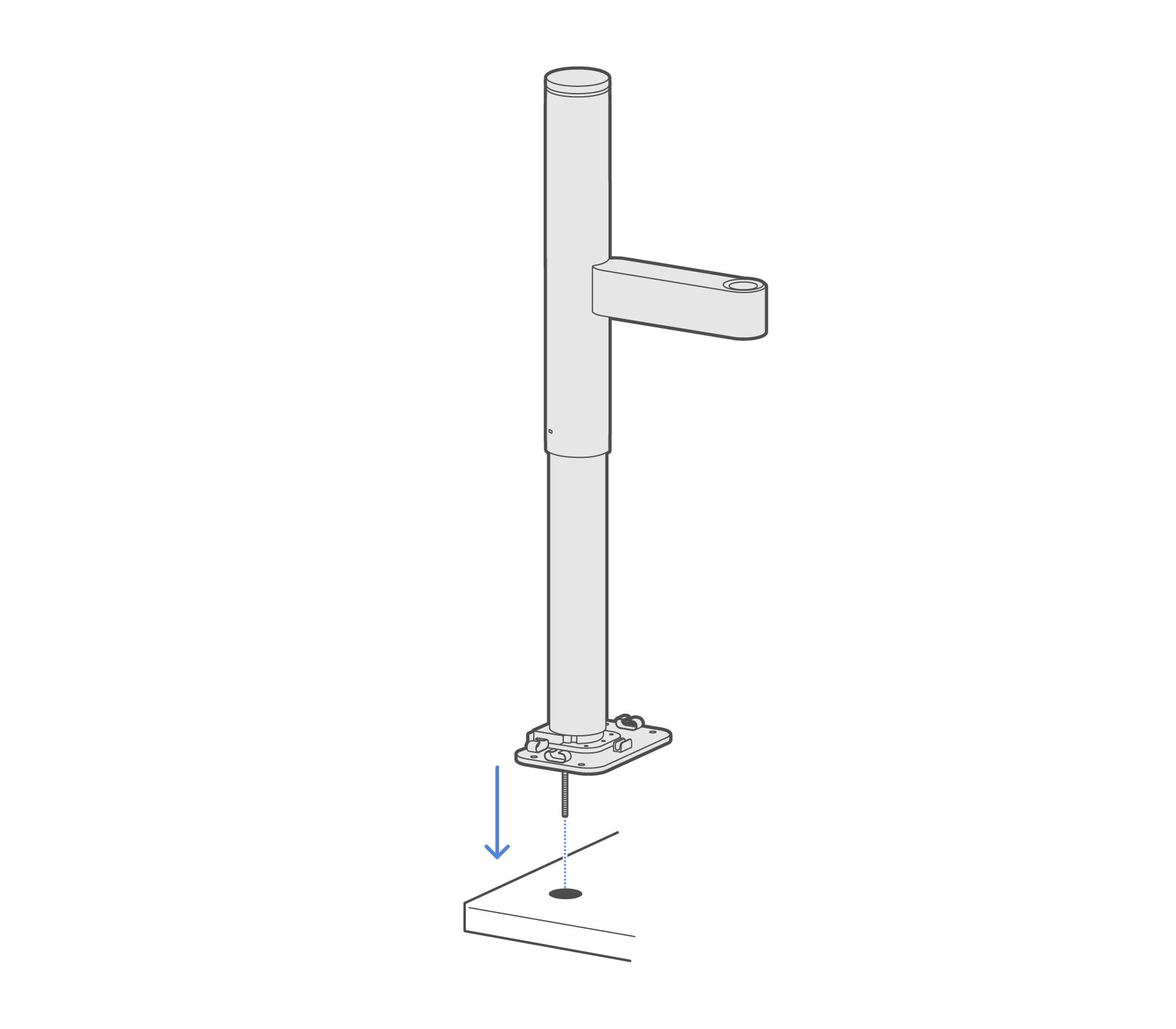Lower the base over the desk hole.