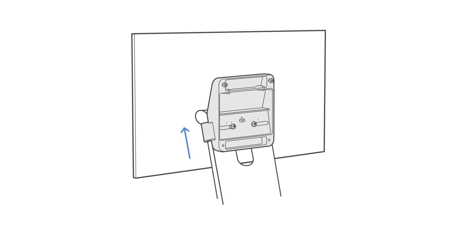 Slide the VESA adapter to the top of the stand.