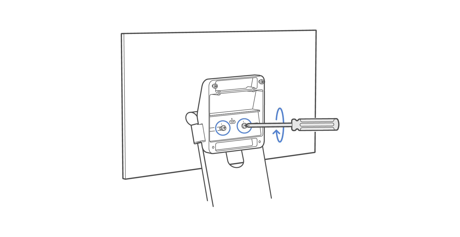 Tighten the two pre-installed screws with a Phillips screwdriver to secure the adapter.