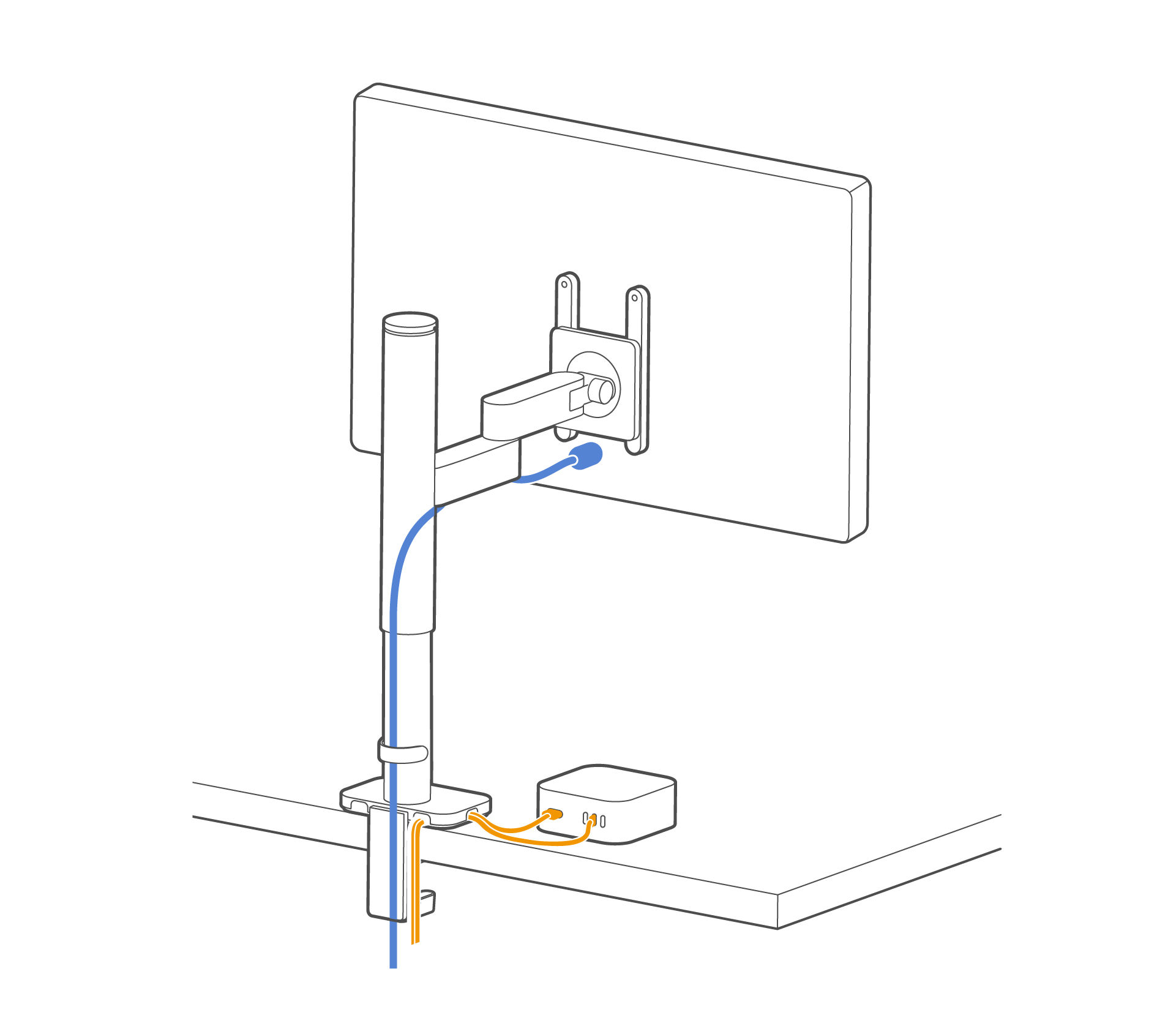 Overview illustration of cable management.