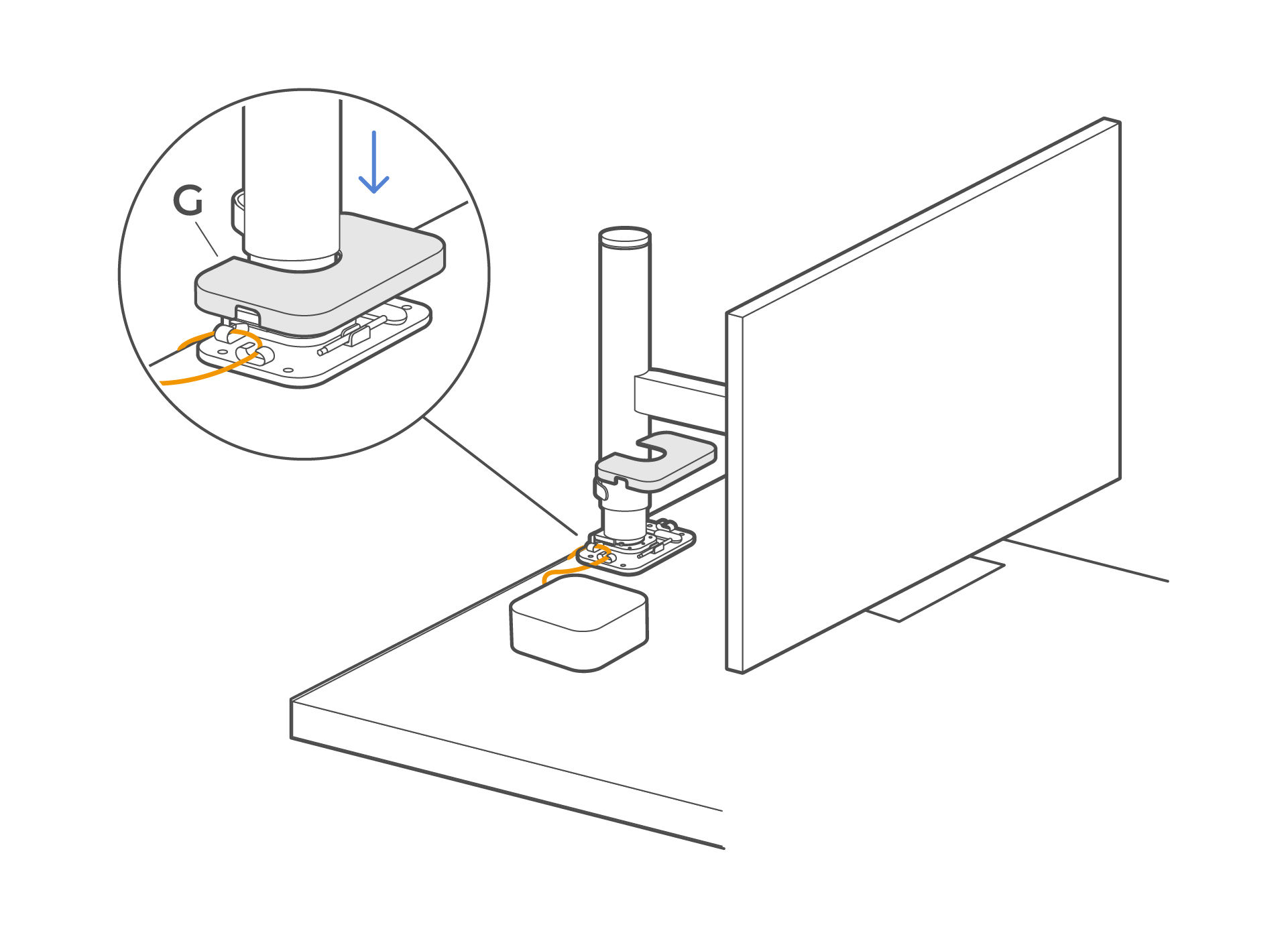 Slide the base cover down over the mount to conceal the cables.