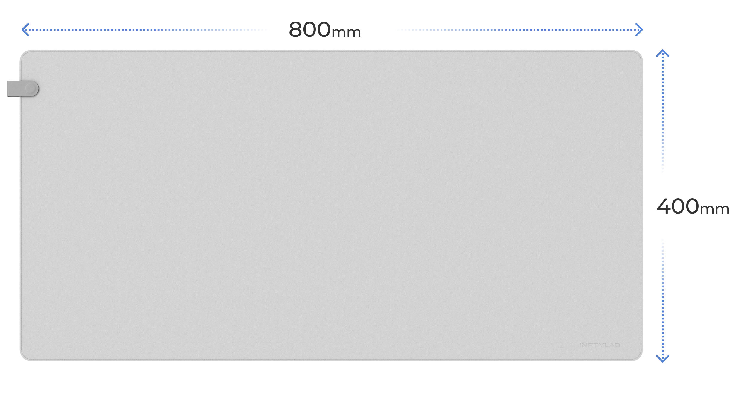 FLOW Desk Mat dimensions diagram — 800mm length, 400mm width