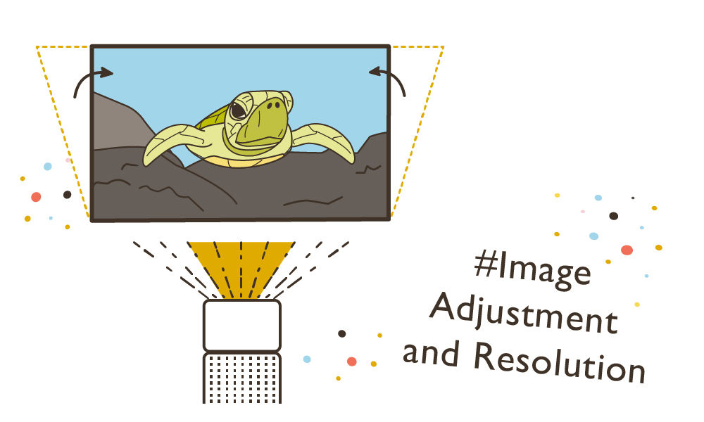 infographic of how to choose the right portable projector: image adjustment and resolution