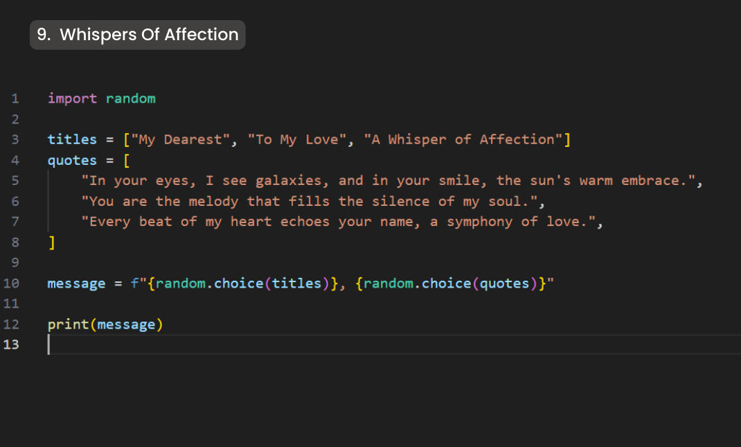 BenQ Coding Challenge-Whispers of Affection in Python