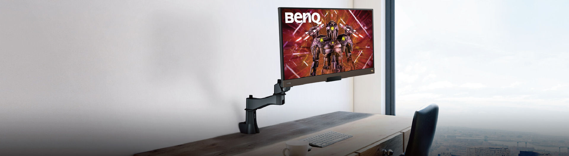 A VESA monitor arm can improve the ergonomics of a gaming monitor.