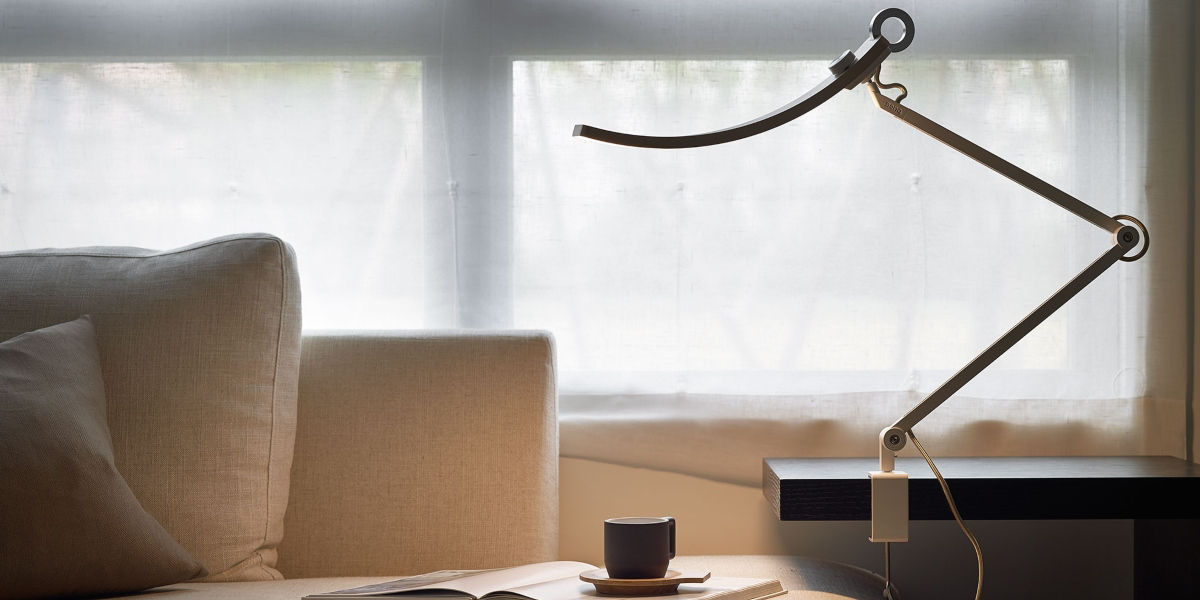 BenQ LED desk lamp on a office table with a BenQ monitor