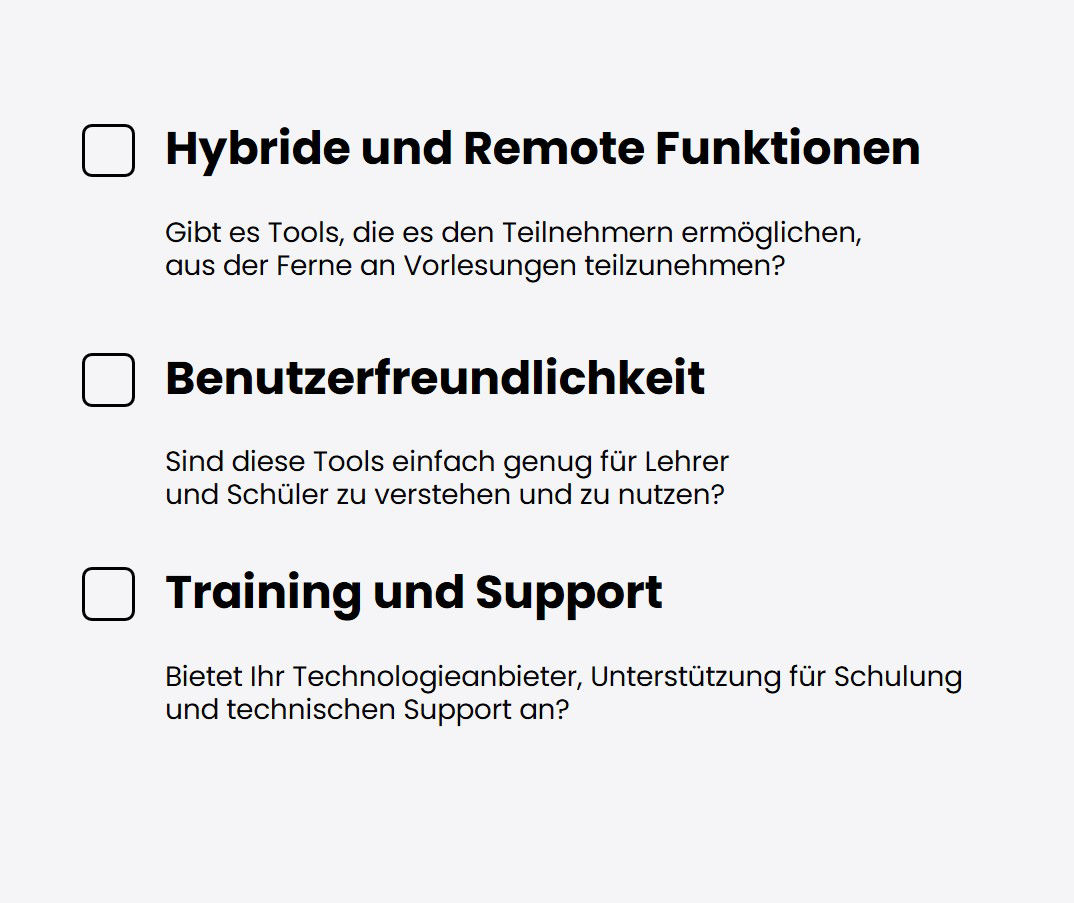 Hybrides Lernen Checkliste Tools Technischer Support