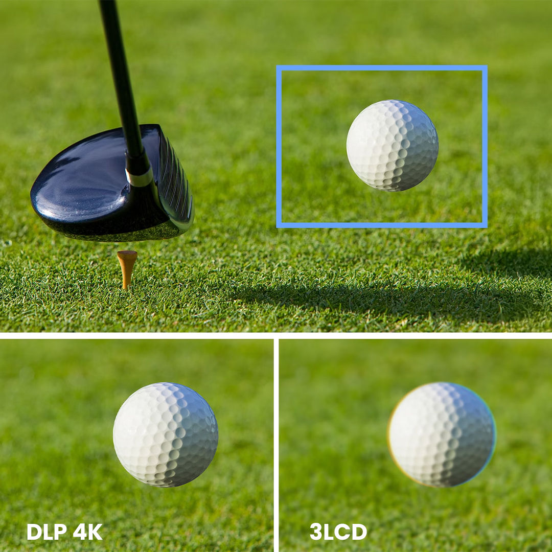 Projection de golf 4K précise contre un autre modèle de vidéoprojecteur