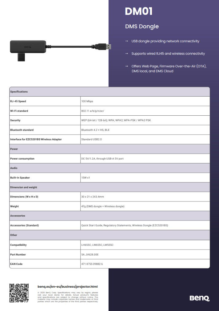 BenQ DM01 DMS Dongle key features