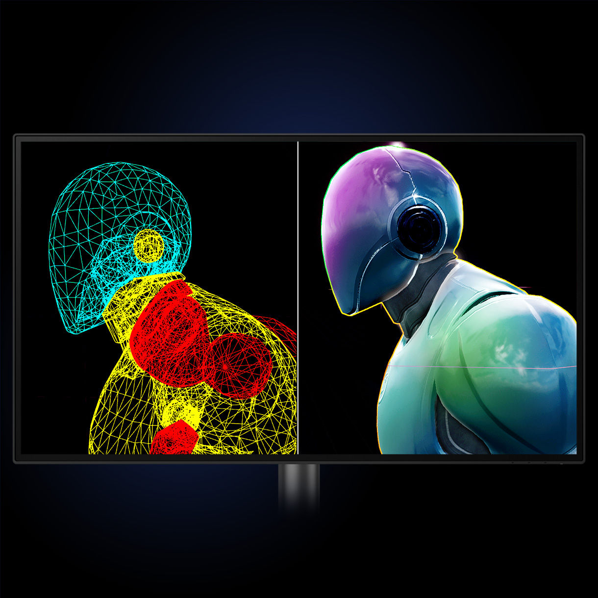 BenQ DesignVue Monitörler DualView Daha iyi iş akışı ve gelişmiş üretkenlik için tasarımları iki modda yan yana sergiler.