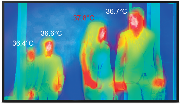 The thermal camera shows points of higher temperature.