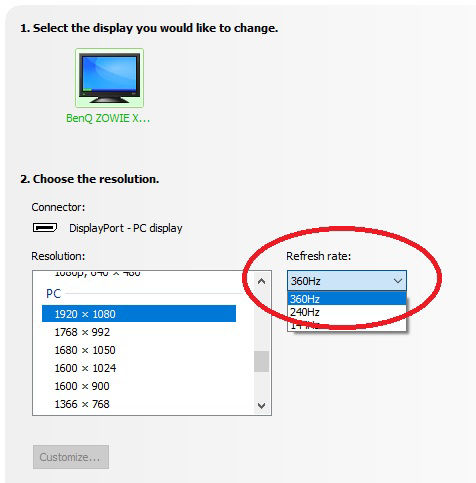 Why can't I run 240Hz/360Hz on my monitor?