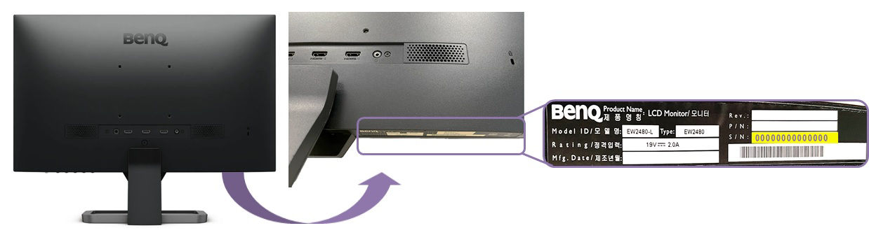 Where to find serial number of the monitor? - LED Monitor