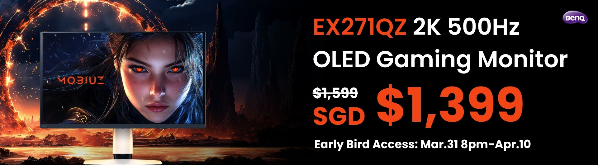 Immerse in breathtaking game art on the BenQ MOBIUZ EX271QZ. Its 3rd Gen QD-OLED, MOBIUZ color tuning, and 500Hz refresh rate deliver unparalleled visual fidelity, making every detail shine.