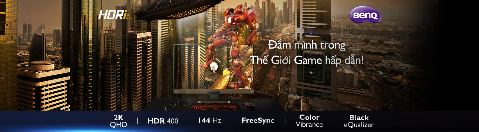 Màn hình gaming 144Hz BenQ EX2780Q HDRi 2K FreeSync tốt nhất