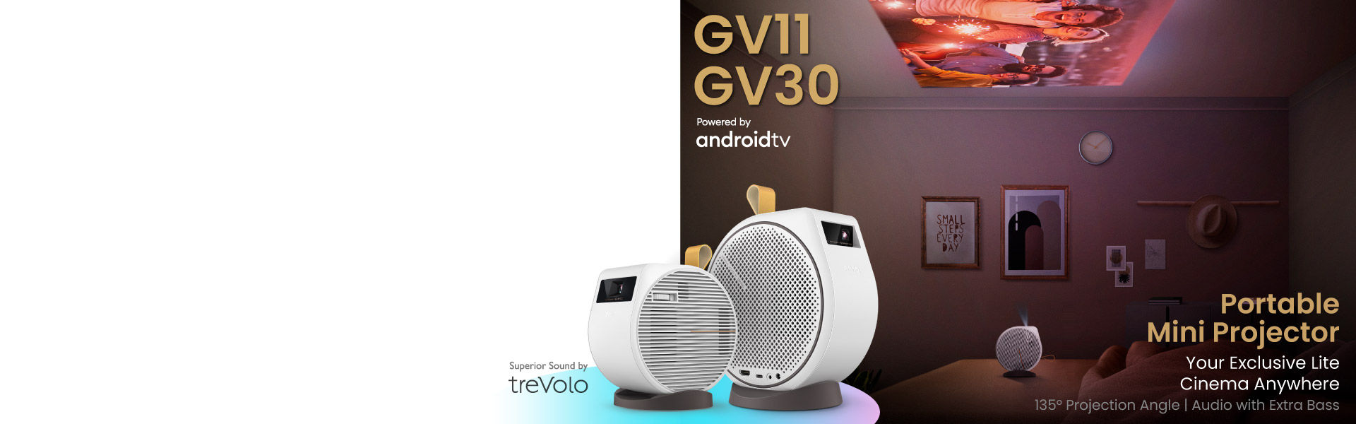 GV11 Portable Mini Projector with Android TV