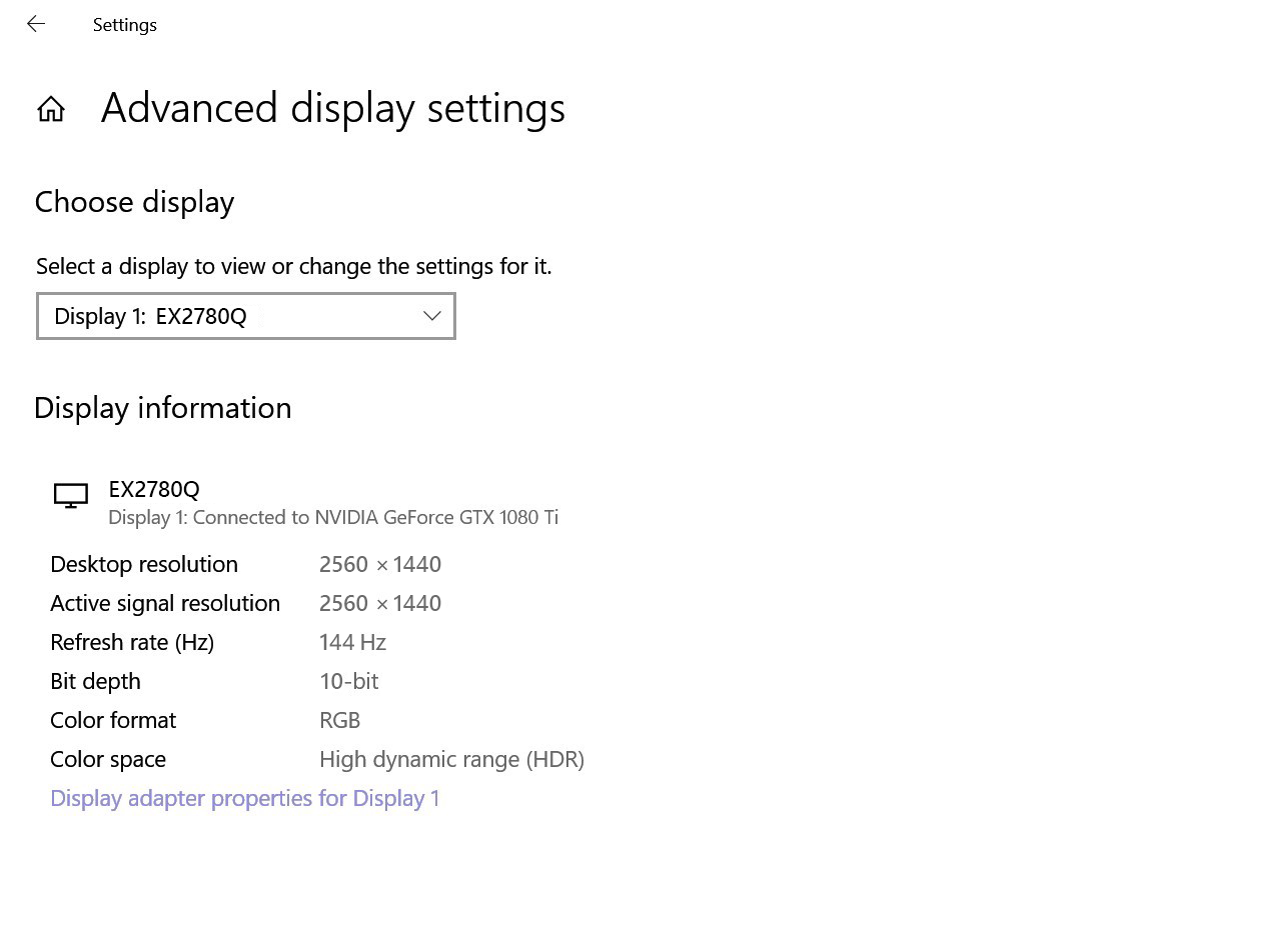 drop-down menu with “Display 1: EX2780Q”, as an example. That’s your master or default screen. 