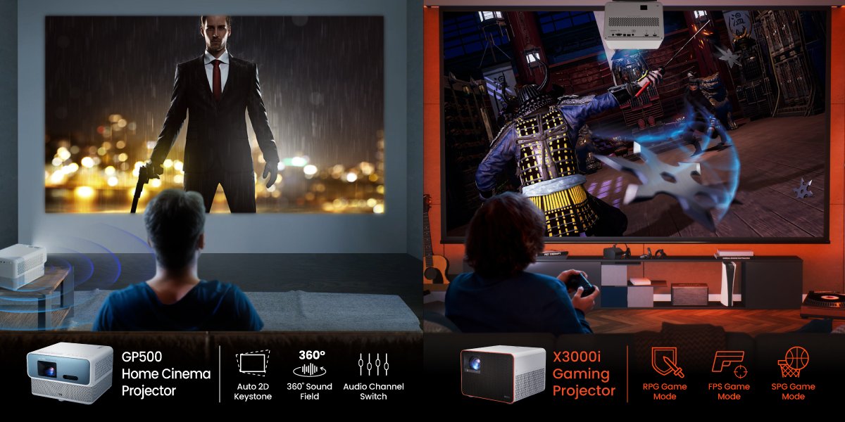 Choose BenQ GP500 projector for movies and BenQ X3000i projector for gaming.