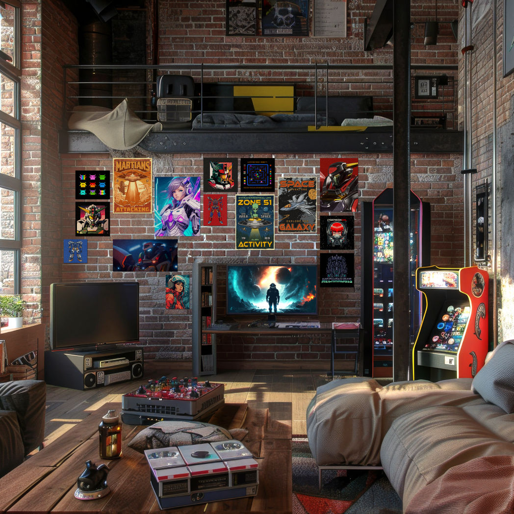 large retro game room with vintage decor