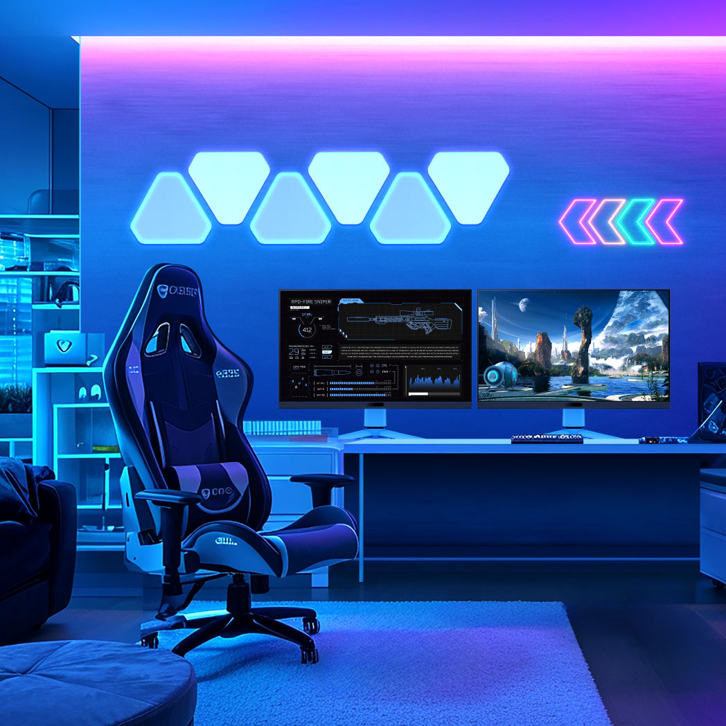 PC herní místnost s osvětlením