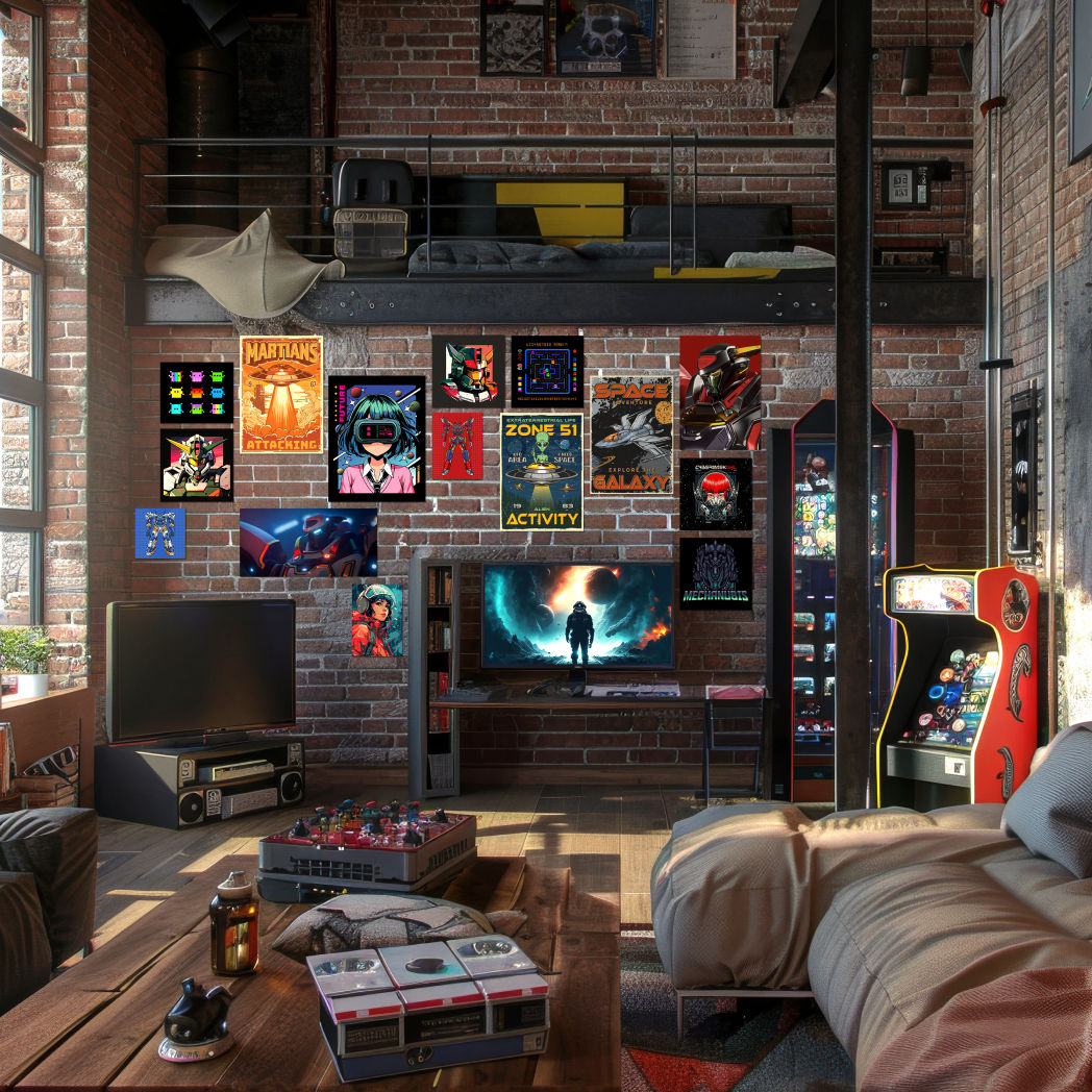 large retro game room with vintage decor