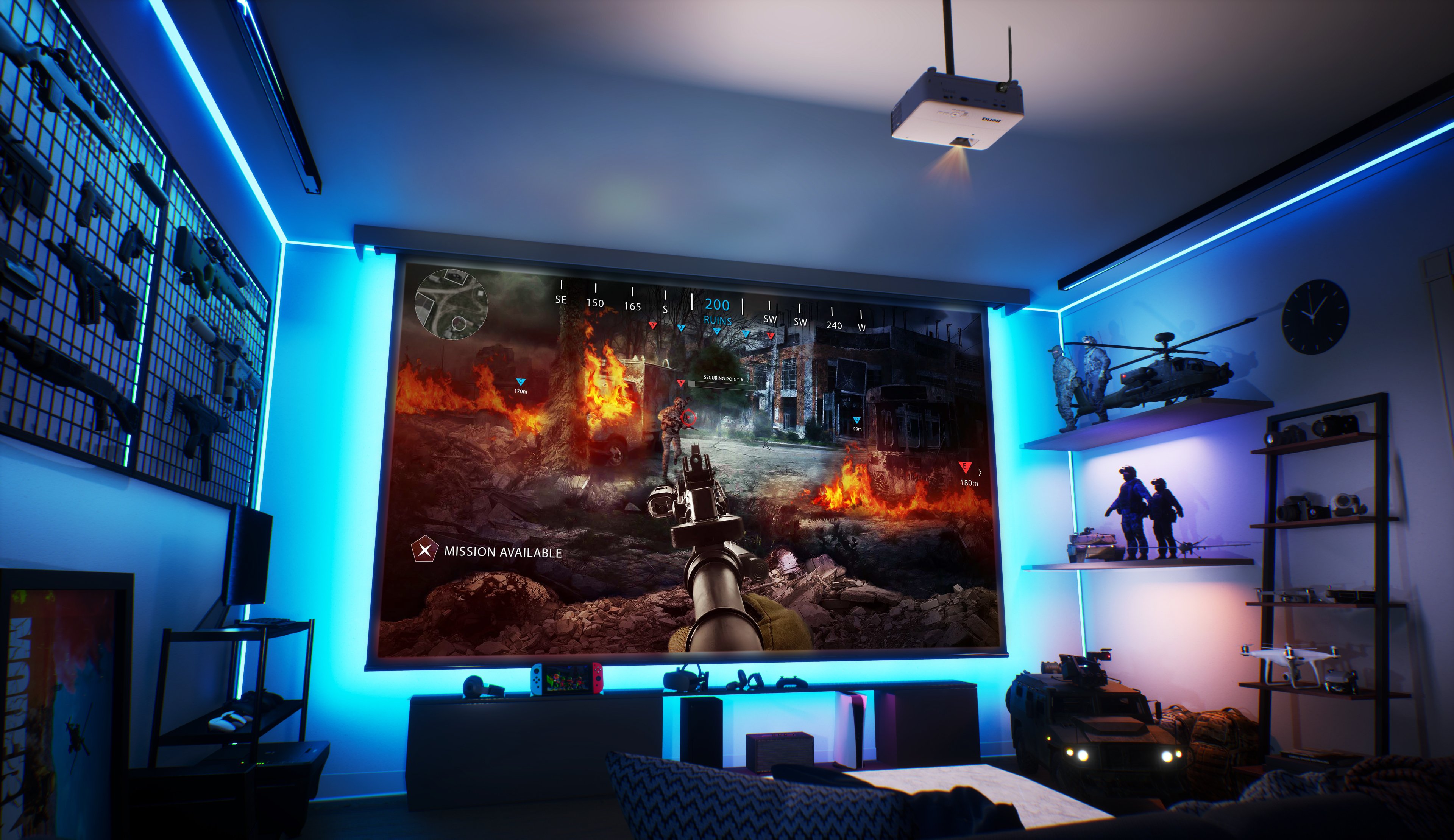 Gaming projector in a gaming room -3