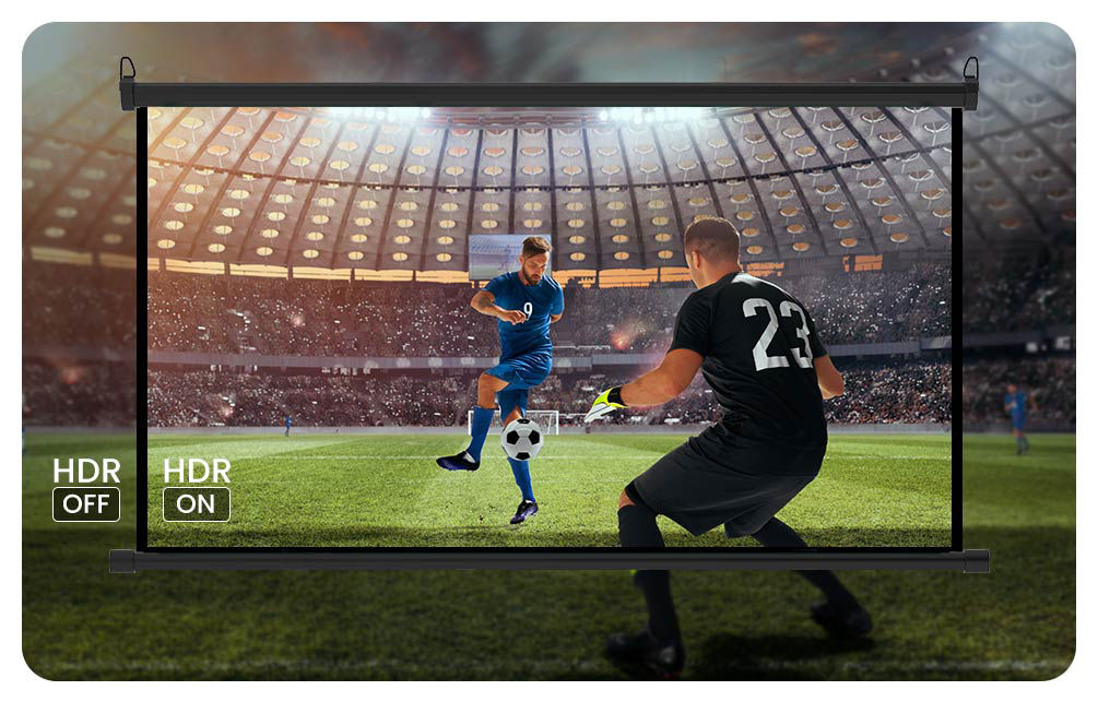 BenQ 4K projectors with the authentic true 4K resolution and exclusive HDR-PRO projection technology, which enhances 4K HDR contrast range for improved detail, putting you in the action as if you were in the stadium.