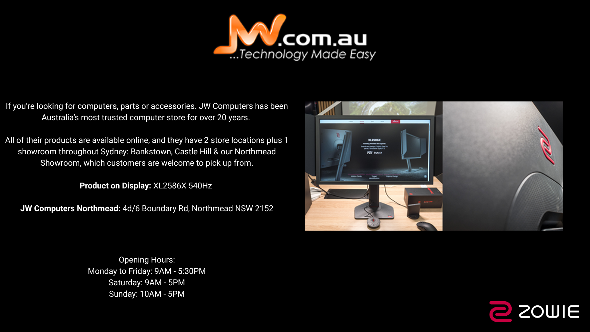 ZOWIE Esports Monitor on display at JW Northmead