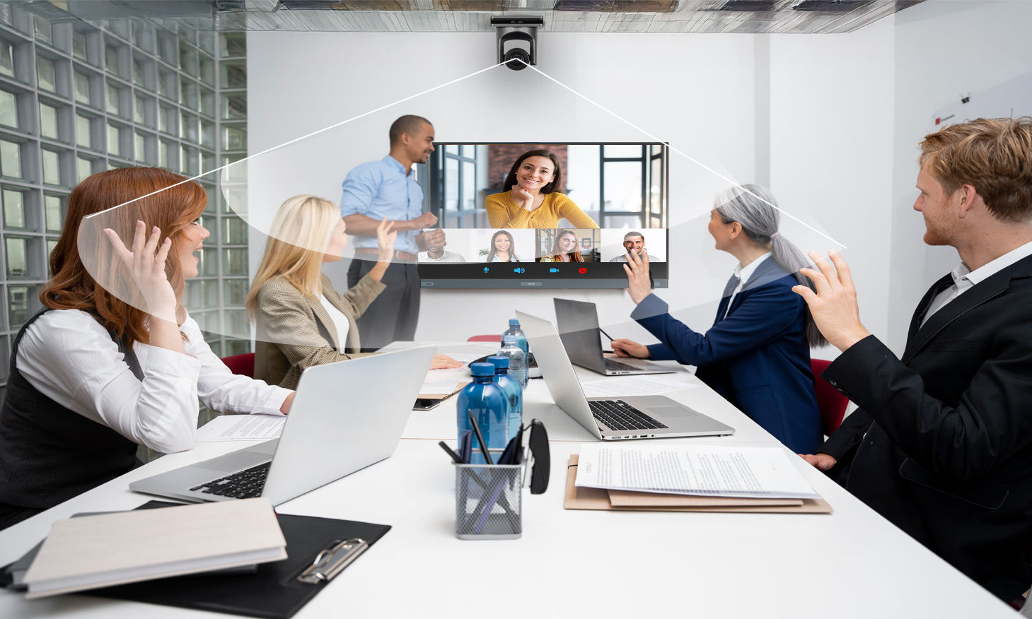 DVY23 is a premium PTZ video conference camera which offers full HD video and 20x zoom for a large meeting room or seminar. 