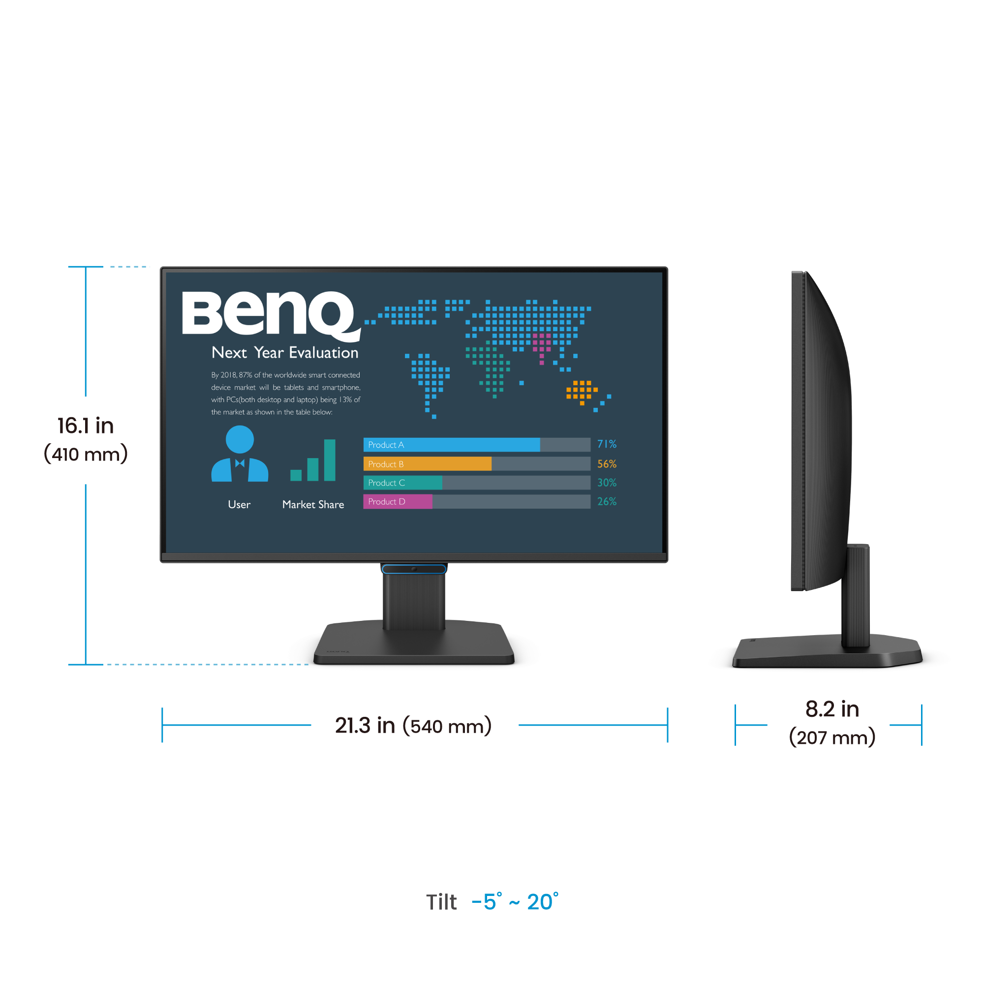 BL2490C | 23.8” 1080p FHD BenQ Eye-Care Business Monitor  