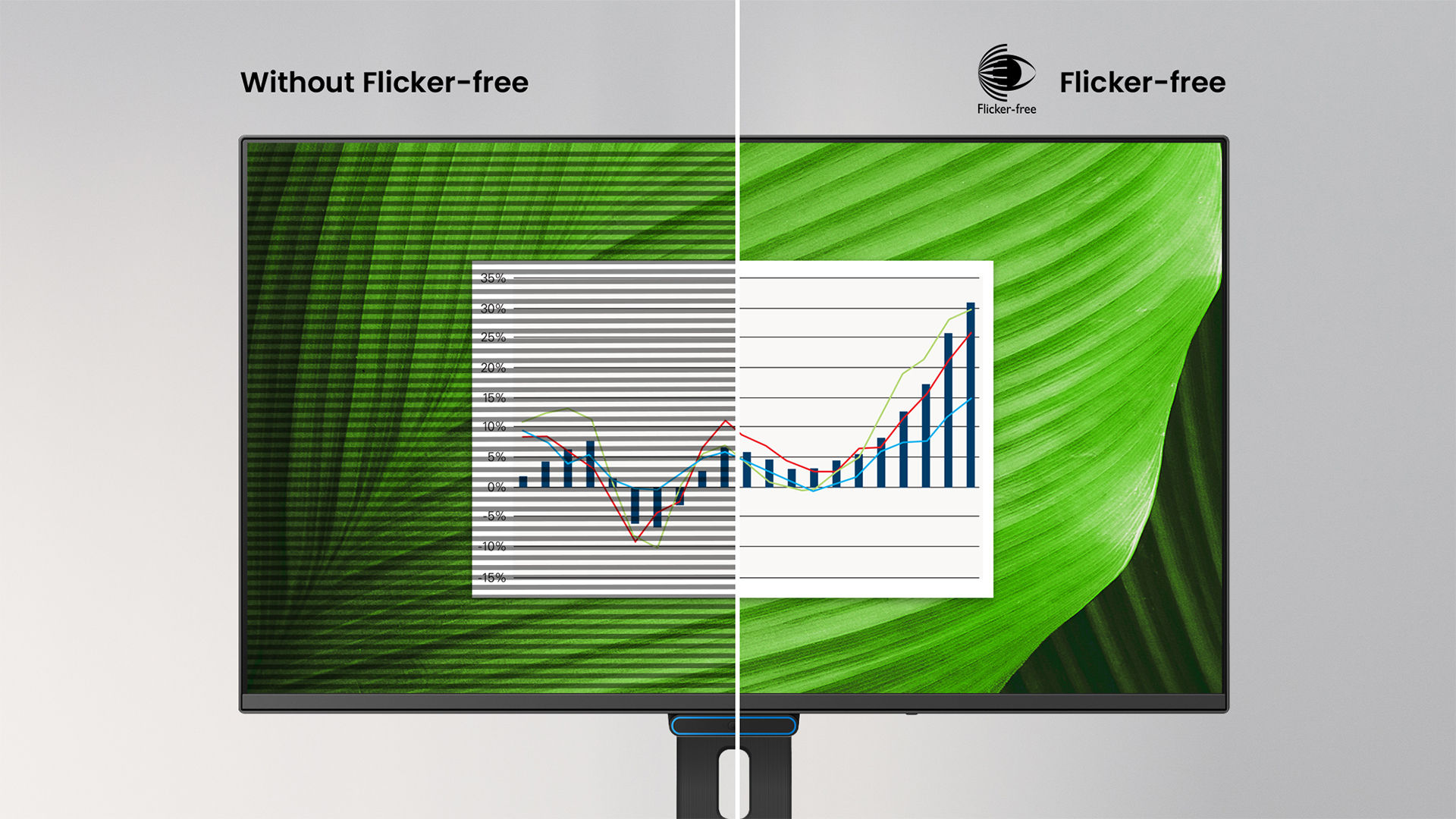 Flicker-Free keeps the screen steady—protects eyes from invisible flicker for all-day comfort.
