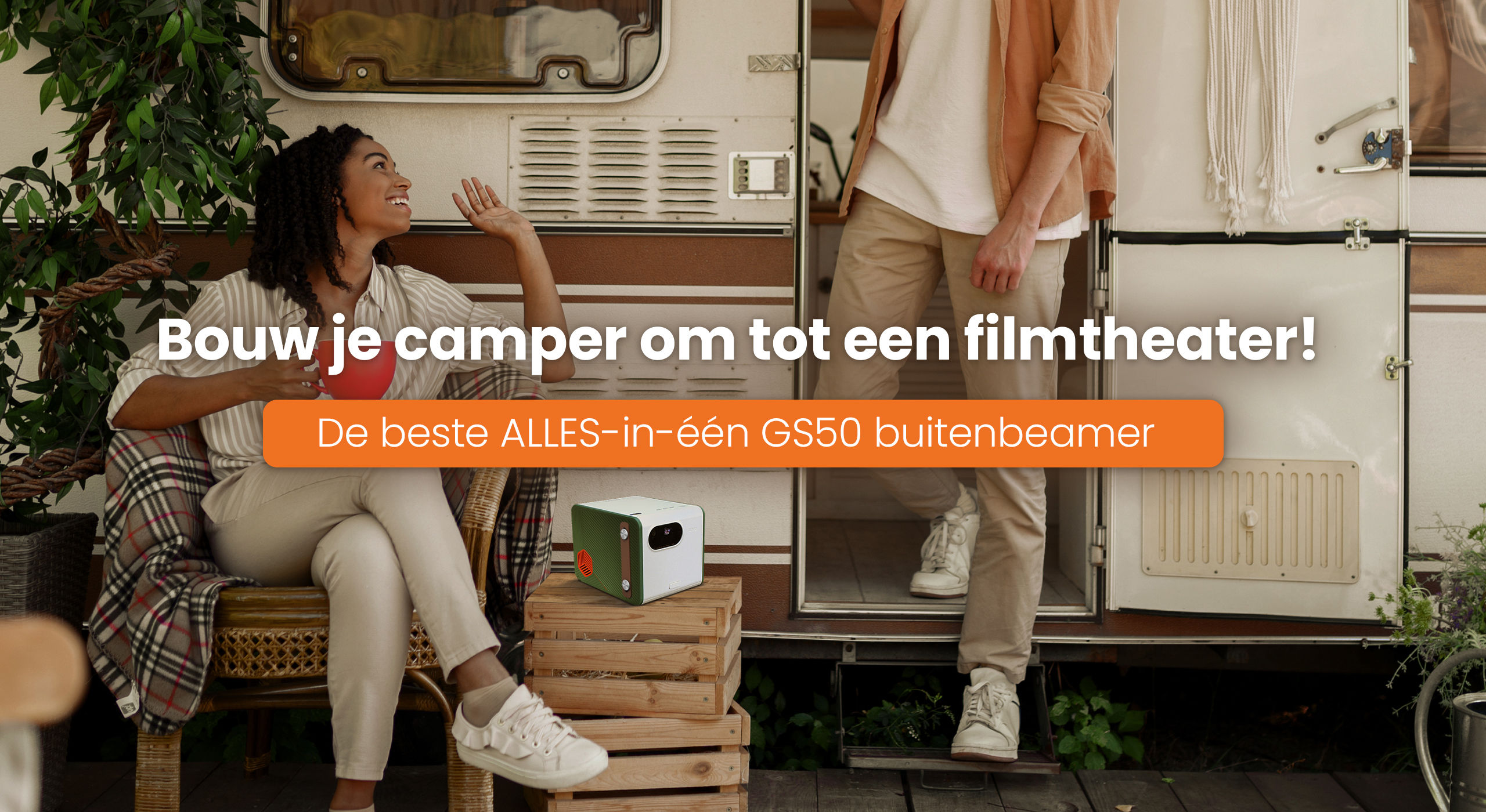 Bouw je camper of caravan om tot een filmtheater! De beste ALLES-in-één GS50 buitenbeamer