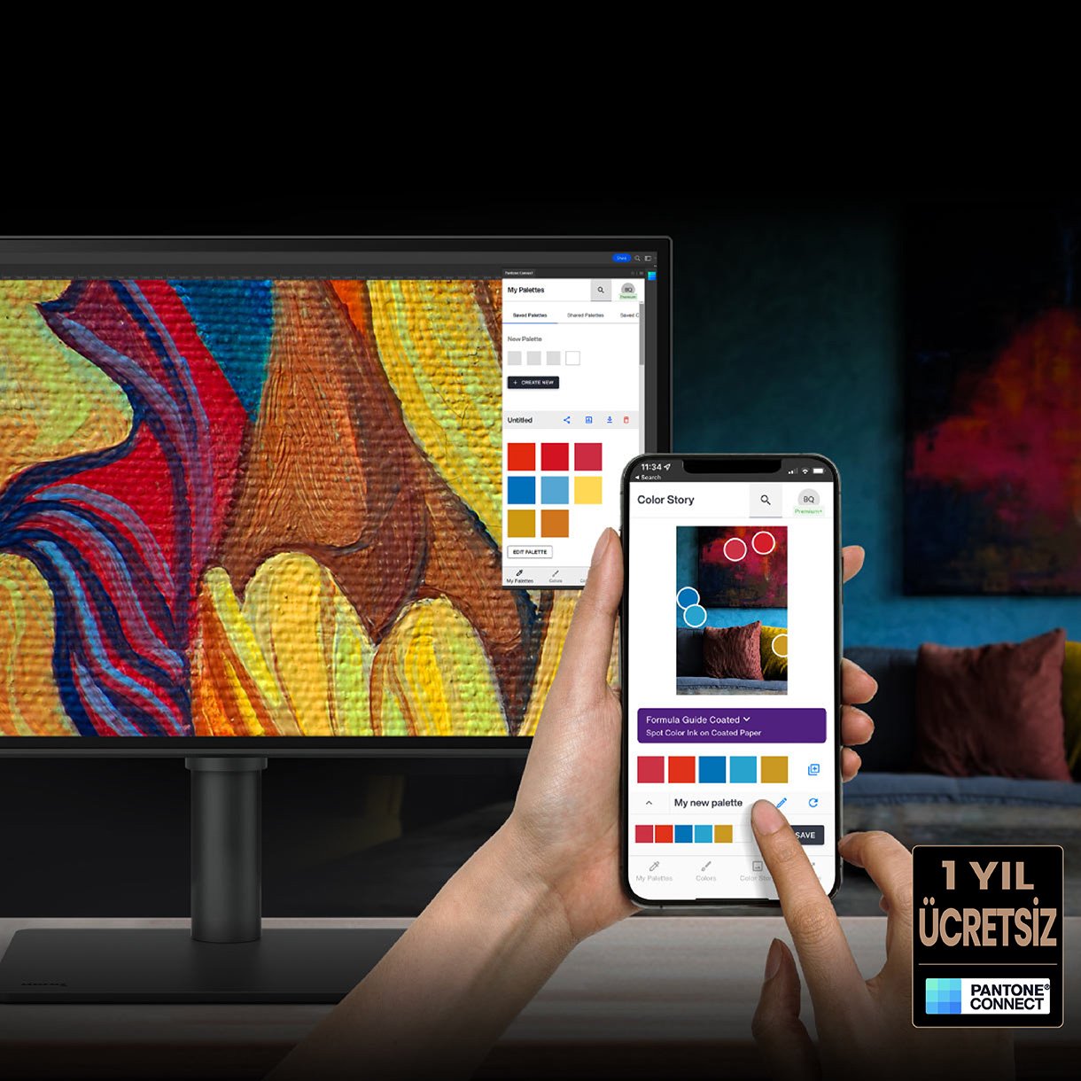 Go digital with BenQ, the first brand to work with Pantone on a mobile app. As an existing owner or a new purchaser of BenQ professional monitors, you get one year of free Pantone Connect Premium for digitally mobile color consistency and accuracy.
